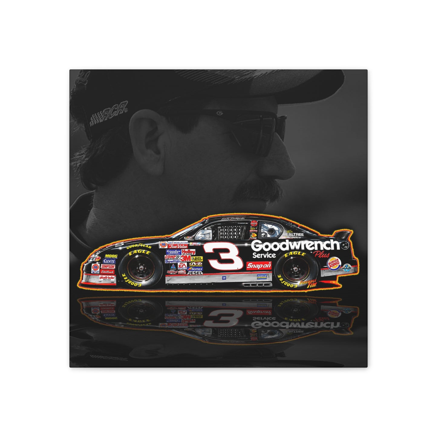DALE EARNHARDT NASCAR Chevrolet 3 Collectible Fireball Art Canvas Stretched Print
