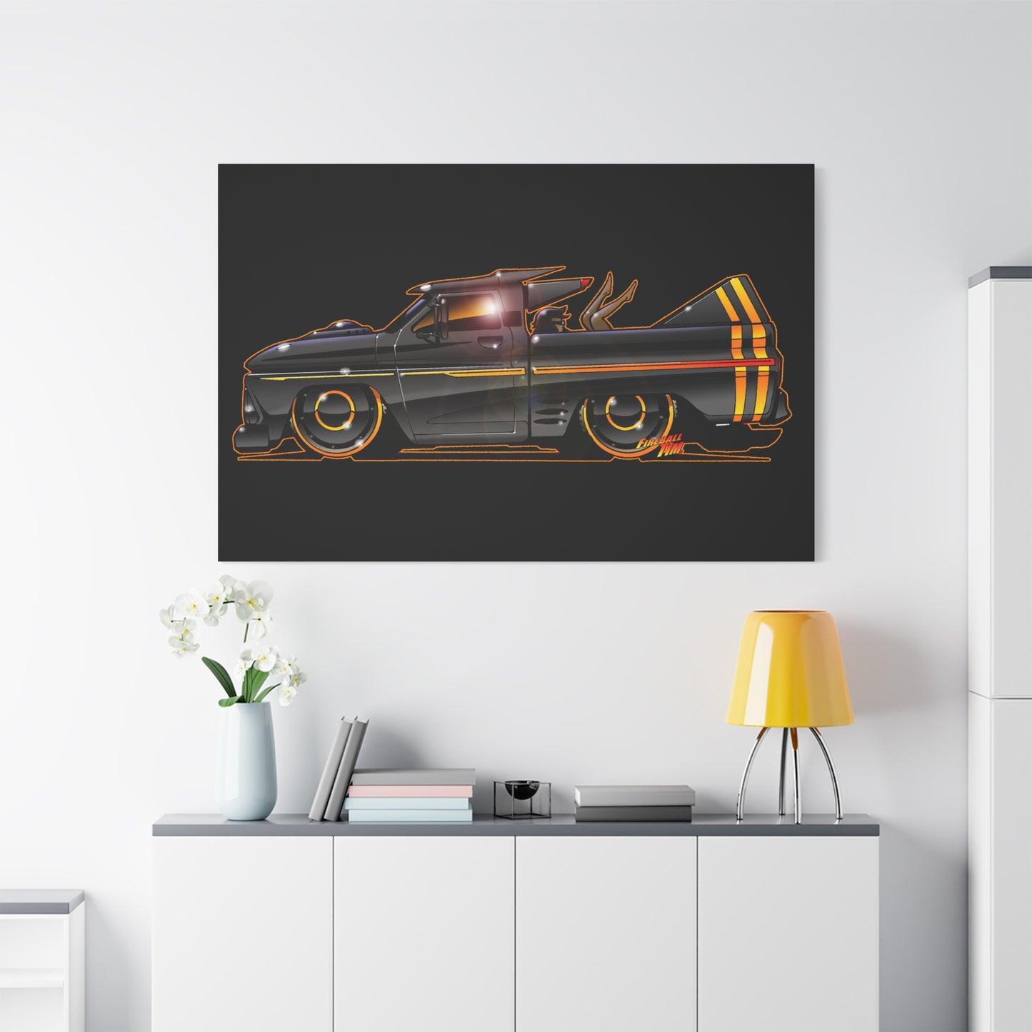 CHEVROLET C10 1960 Stinger Pickup Truck Fireball Art Canvas Print