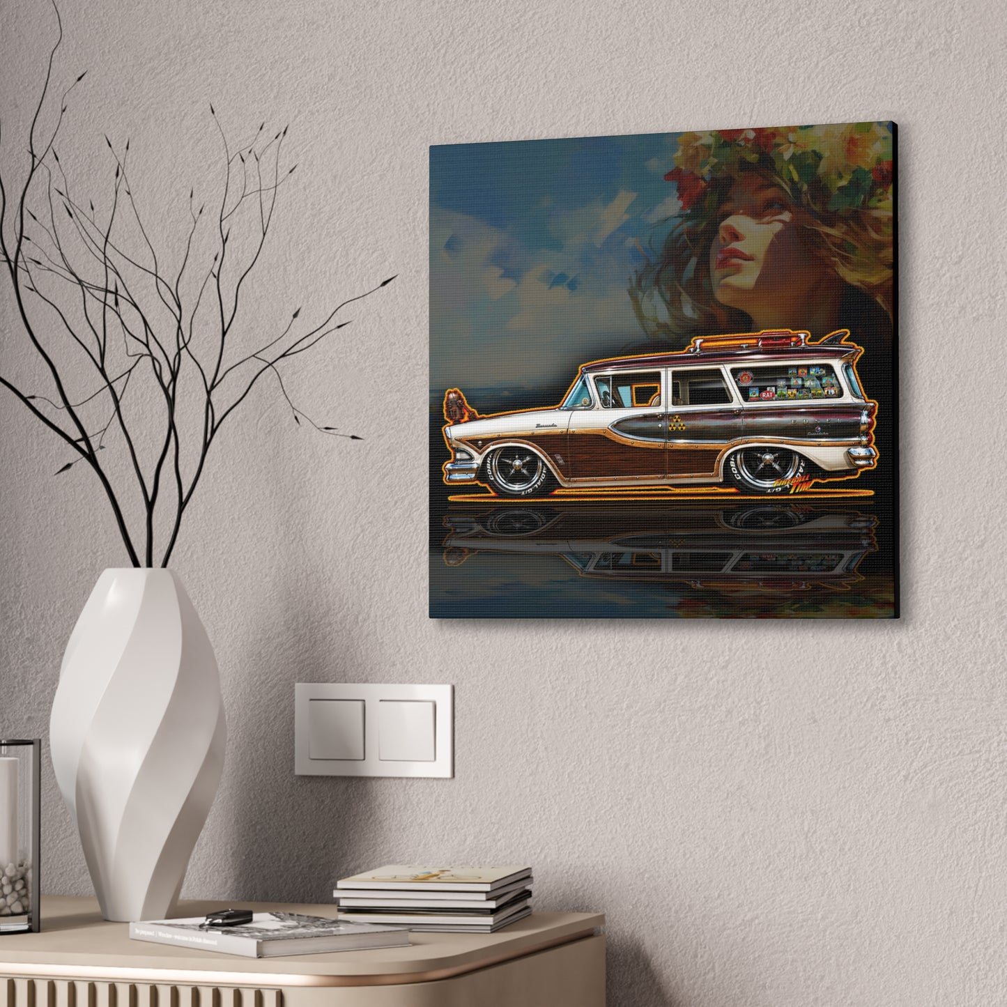 EDSEL BERMUDA 1958 Custom Station Wagon Collectible Art Canvas Stretched Print