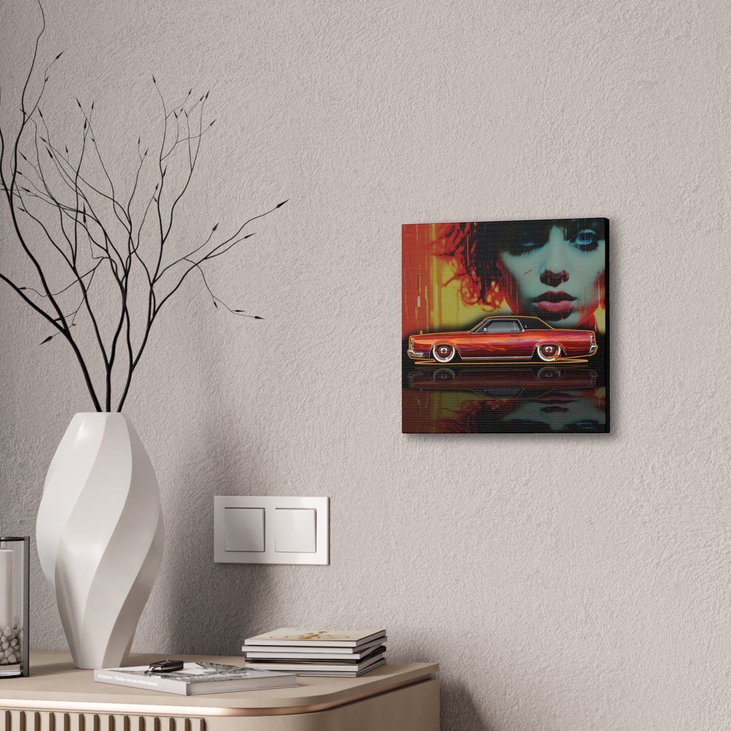 LINCOLN CONTINENTAL Mark III Custom 1961 Collectible Fireball Art Canvas Stretched Print