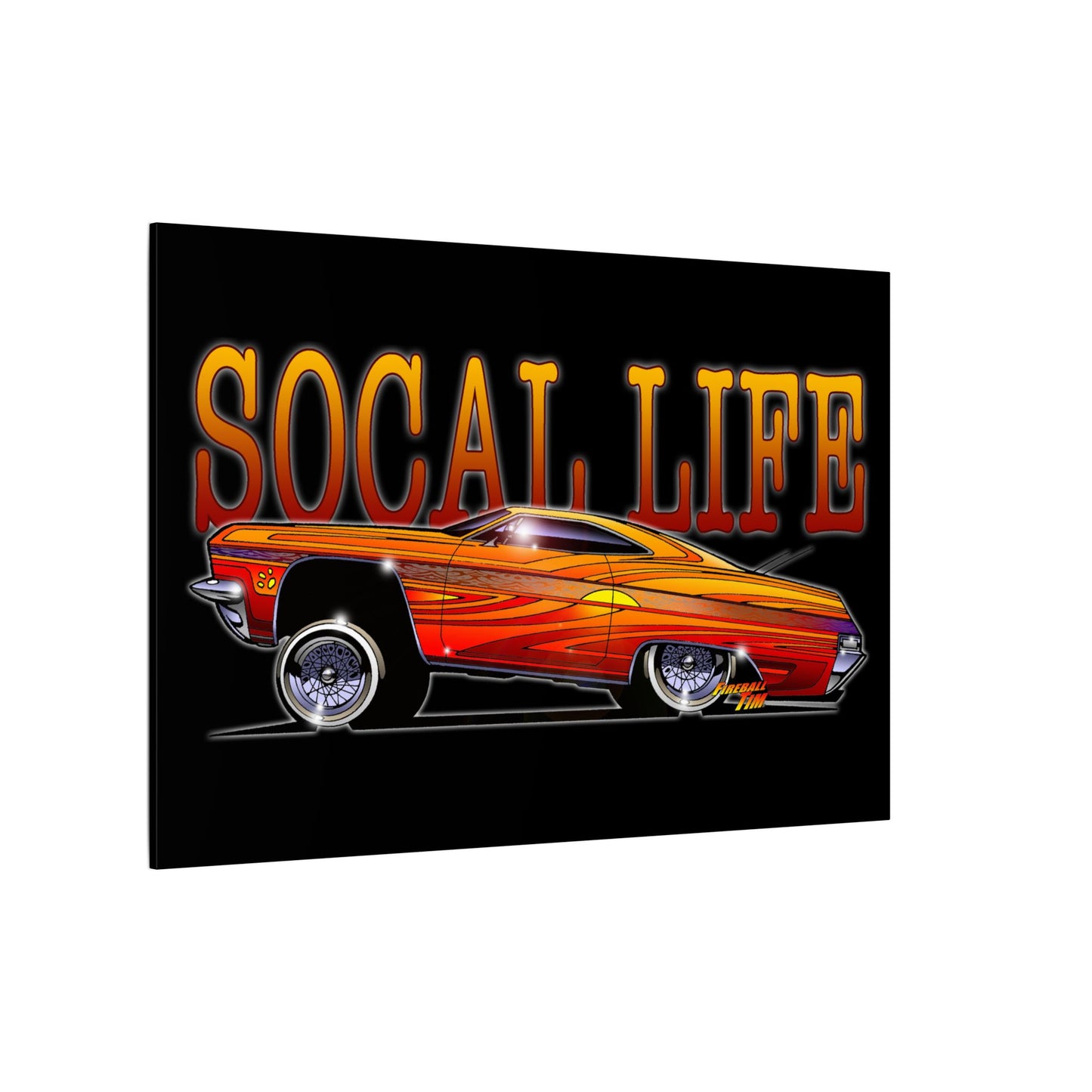 CHEVY IMPALA LOWRIDER Fireball Art Canvas Print