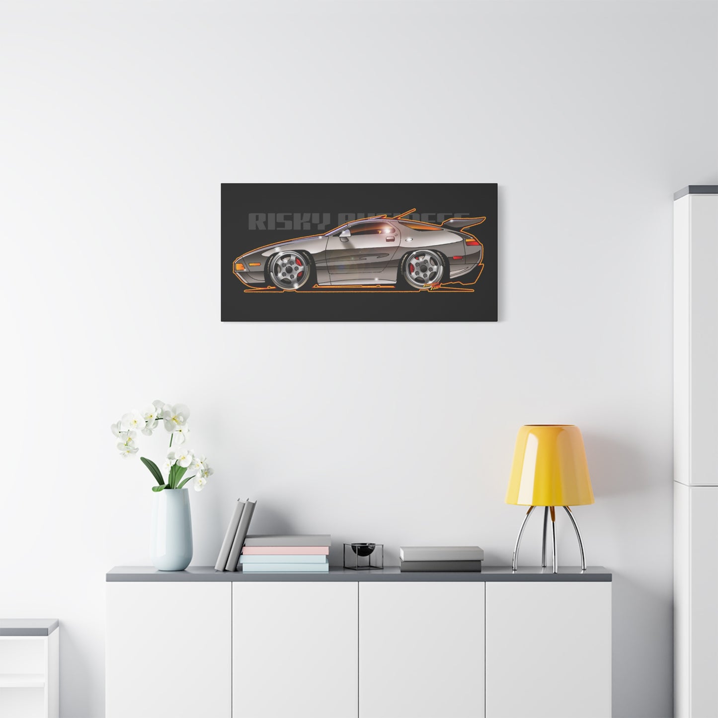 RISKY BUSINESS Porsche 928 Fireball Art Canvas Print - Sizes