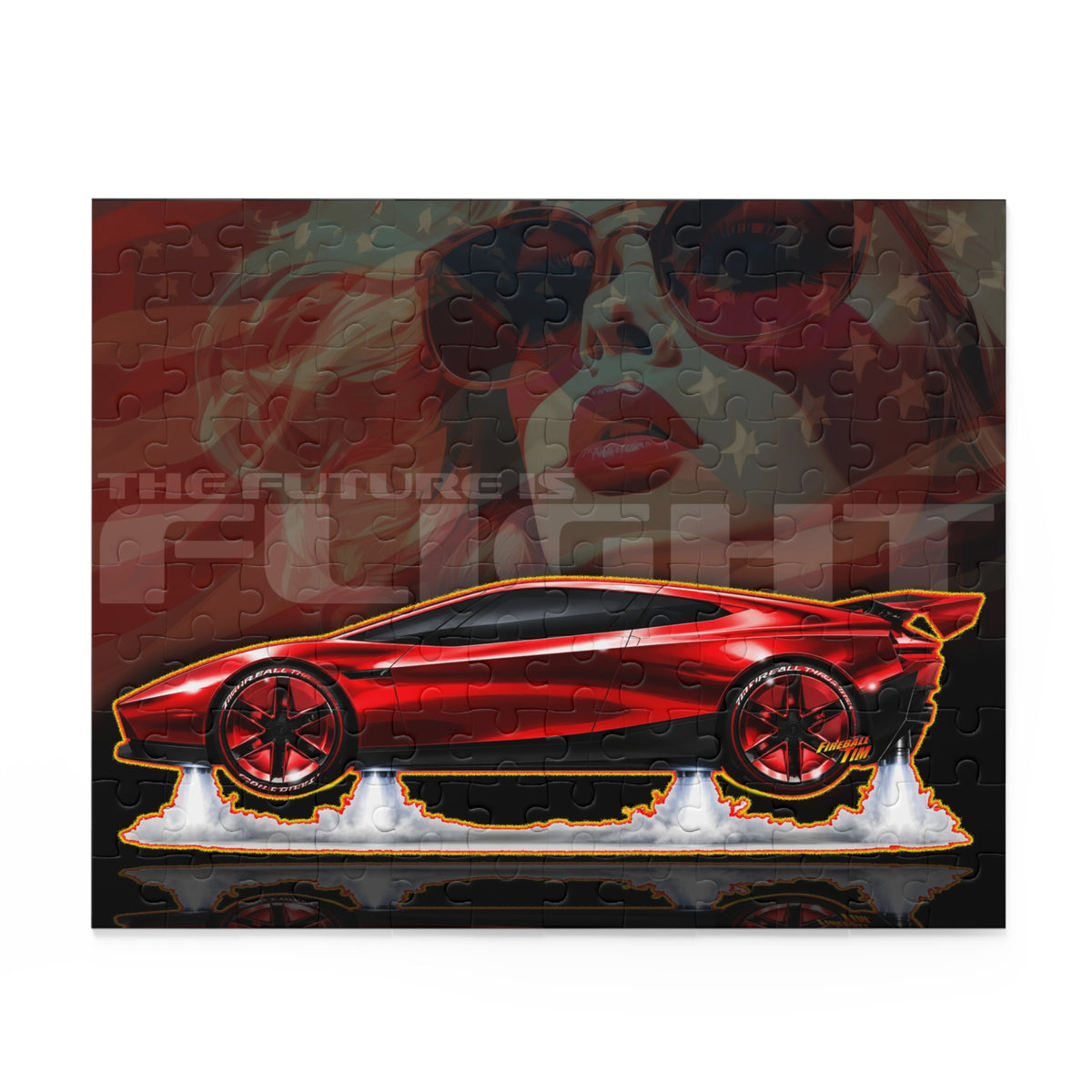 TESLA FLYING ROADSTER Collectible Fireball Art Jigsaw Puzzle — (120/252/500‑Piece)