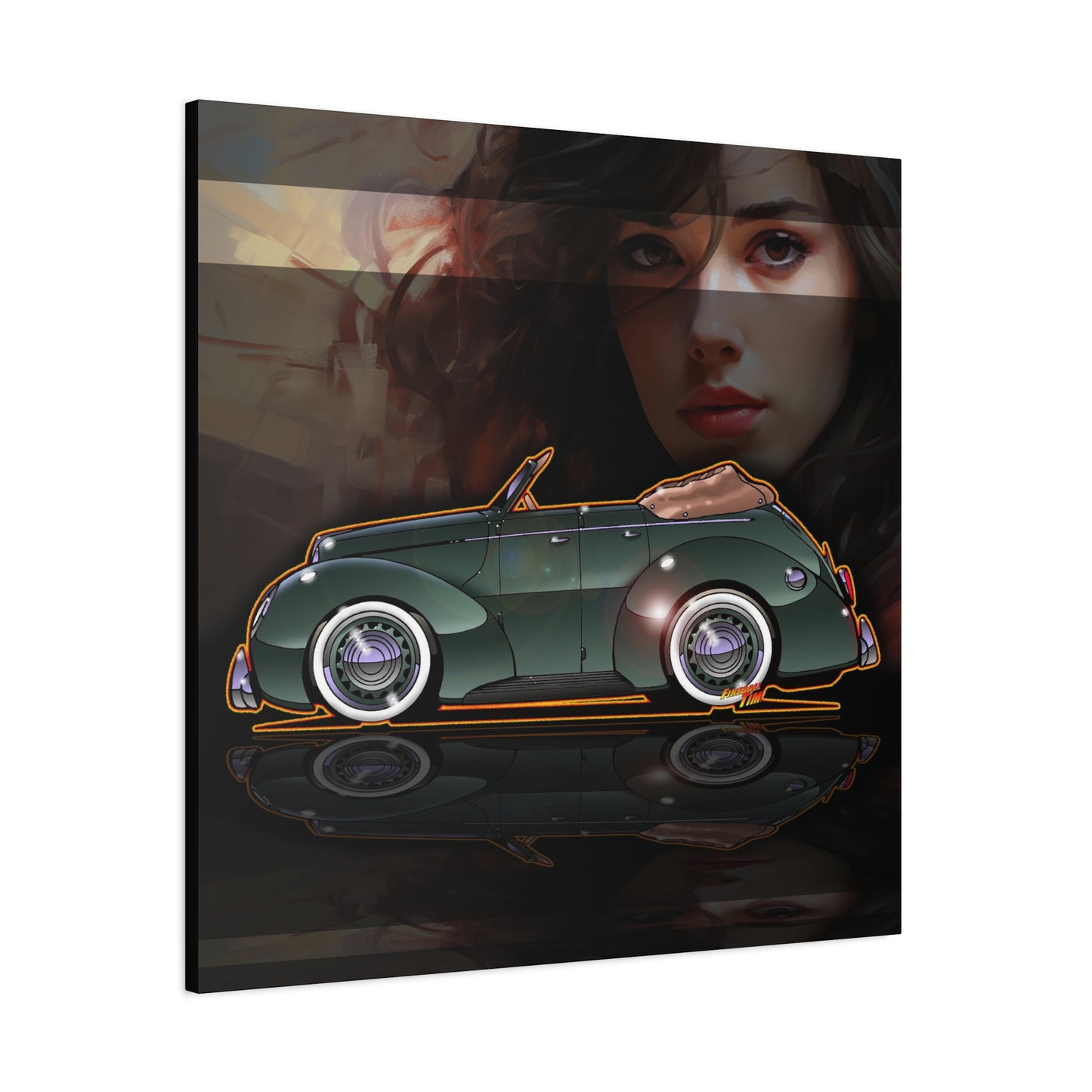 FORD DELUXE 1939 Convertible Fireball Art Canvas Print