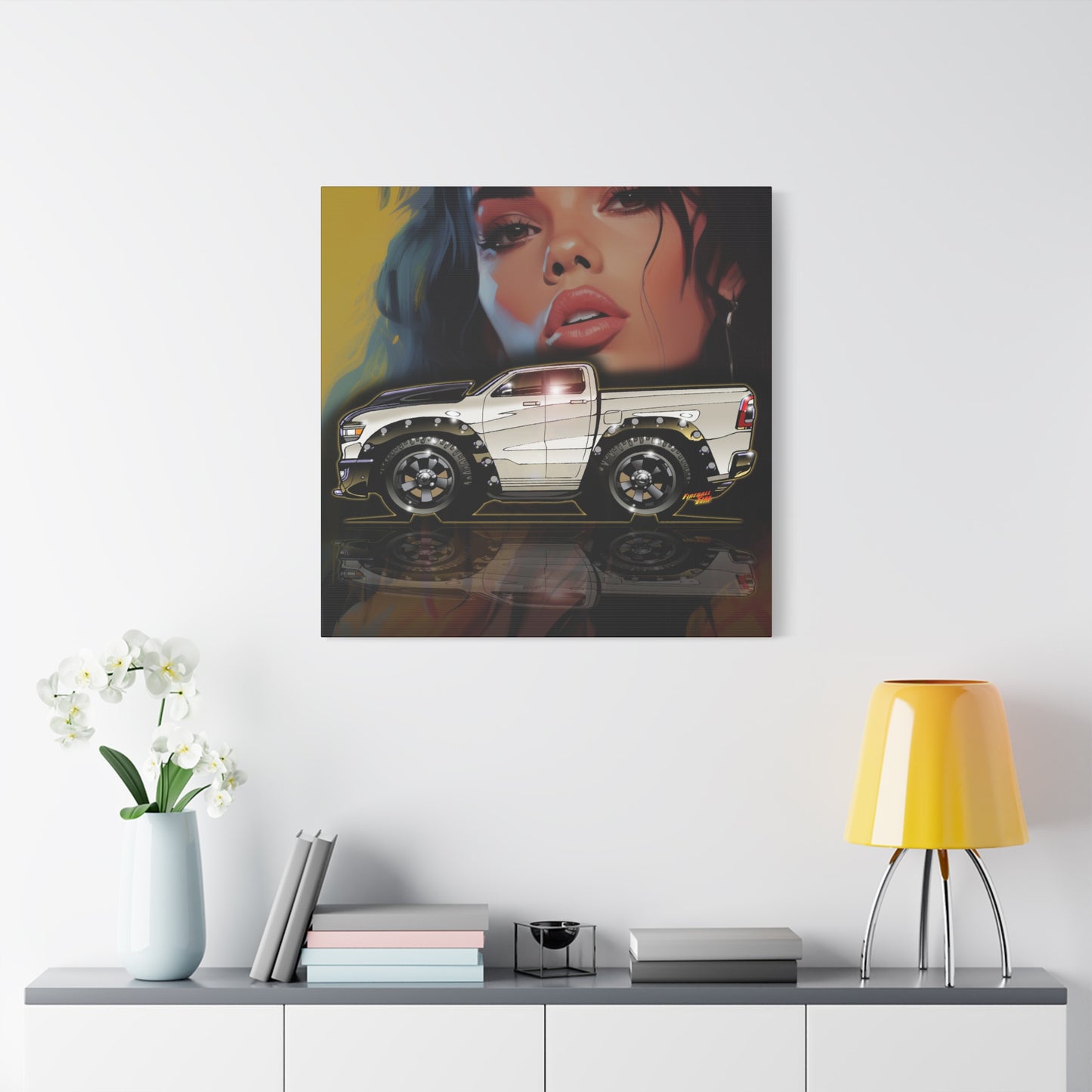 RAM REBEL 1500 Truck Collectible Coffee Fireball Art Canvas Print