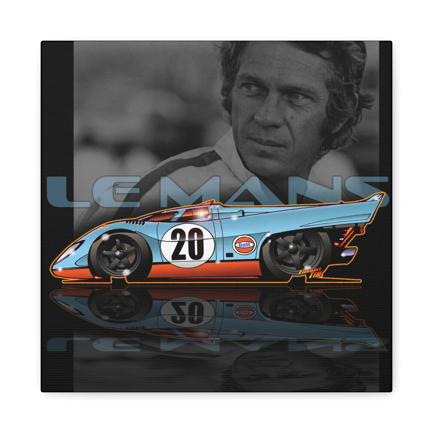 LE MANS Steve McQueen Porsche 917K Collectible Fireball Art Canvas Print - 12x12