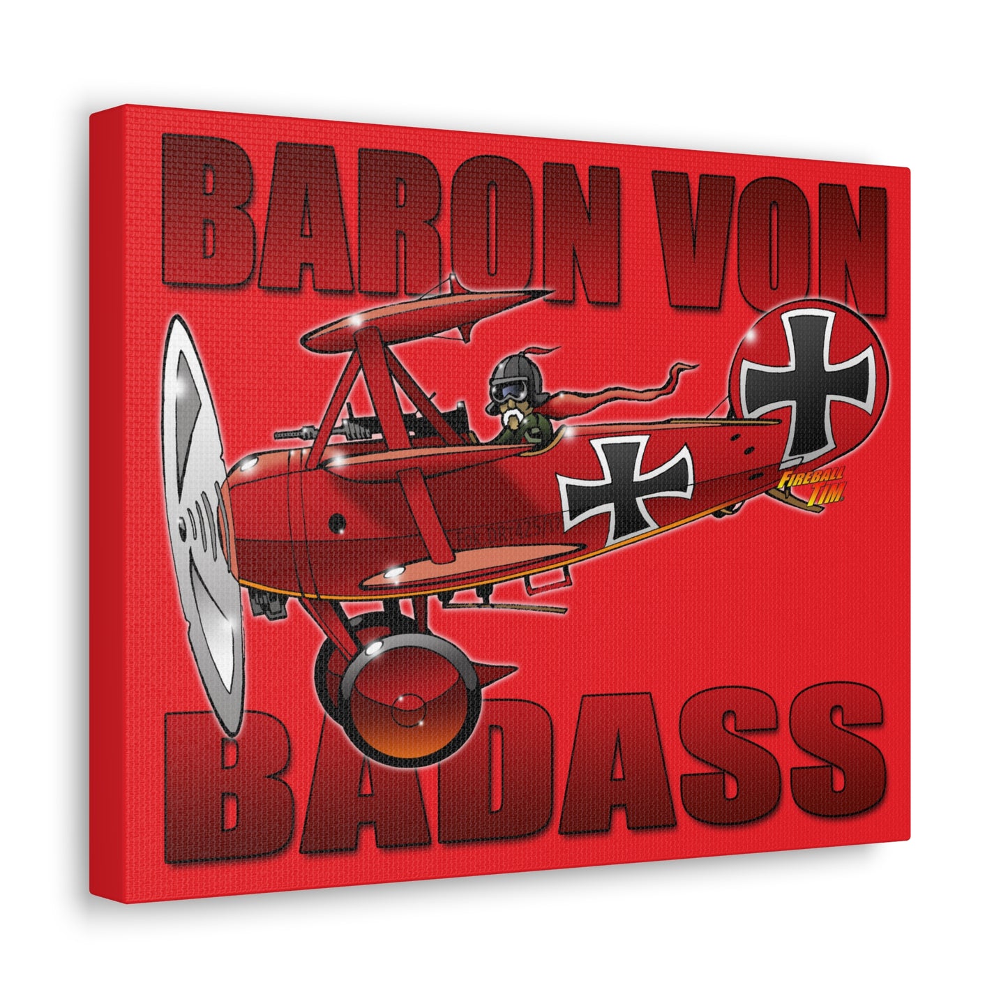 BARON VON BADASS Red Baron Airplane Canvas Gallery Art Wall Print 11x14