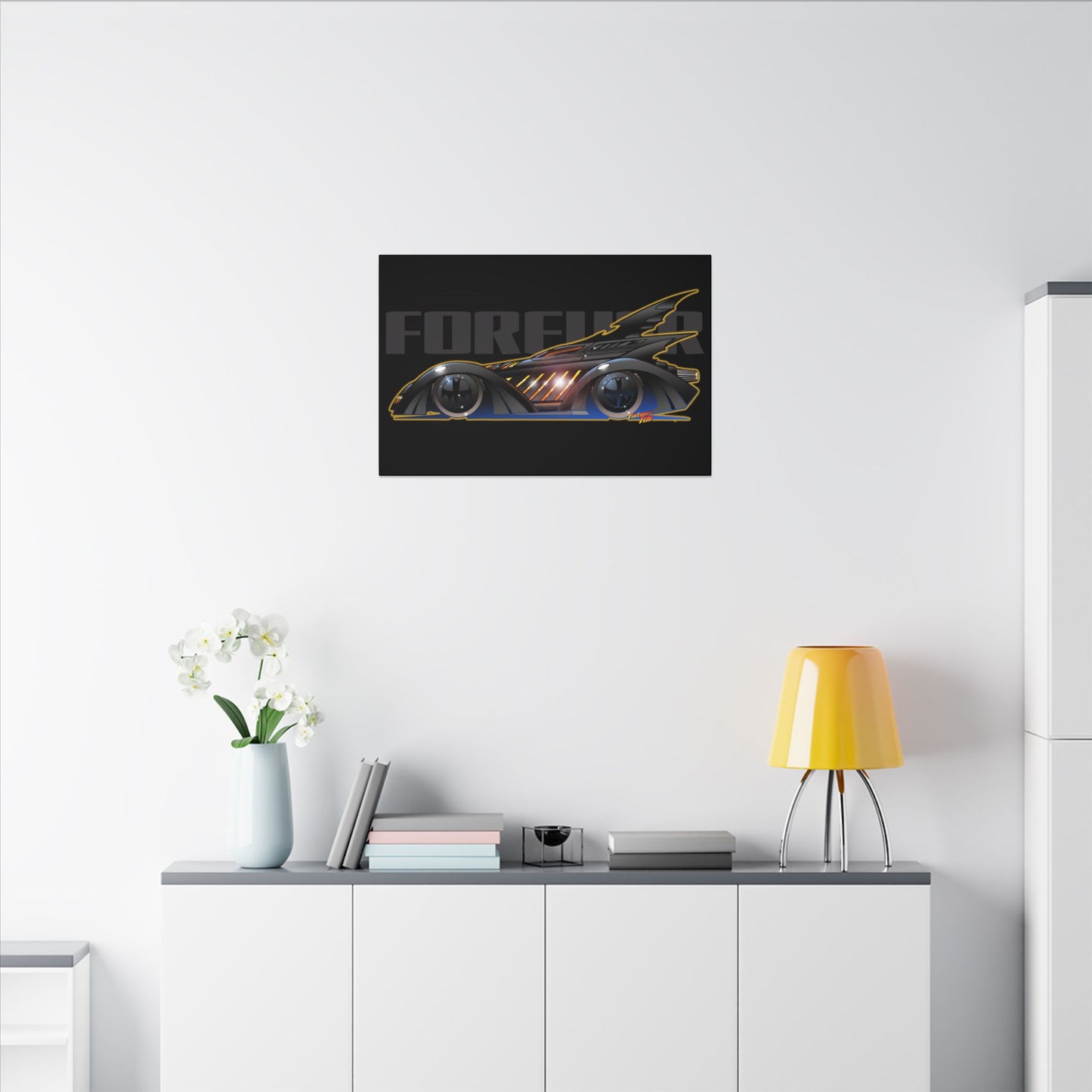 BATMAN FOREVER BATMOBILE Fireball Art Canvas Print