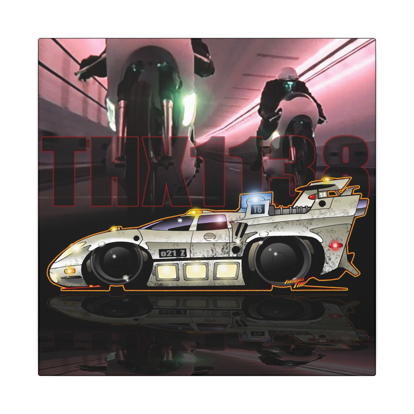 THX 1138 LOLA 770 Movie Car Fireball Art Canvas Print - 12X12