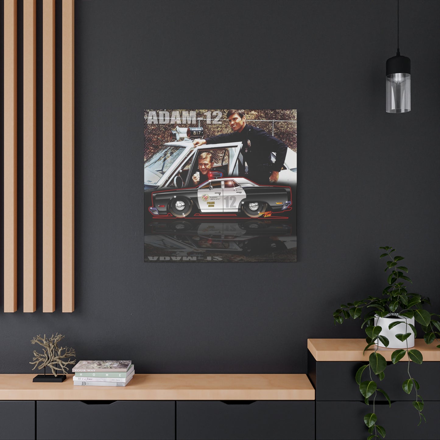 ADAM 12 PLYMOUTH Police Car Fireball Art Canvas Print