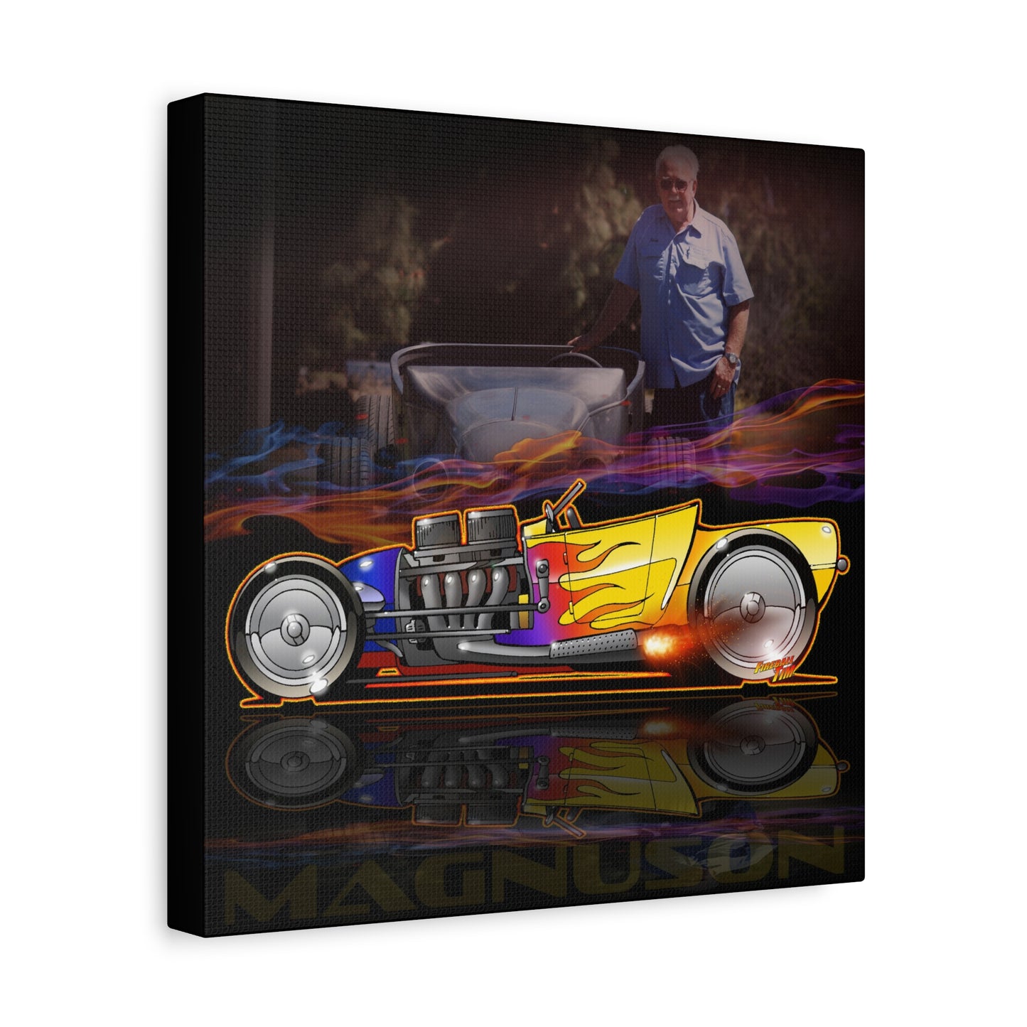 MAGNUSON Track Roadster Hot Rod Fireball Art Canvas Print