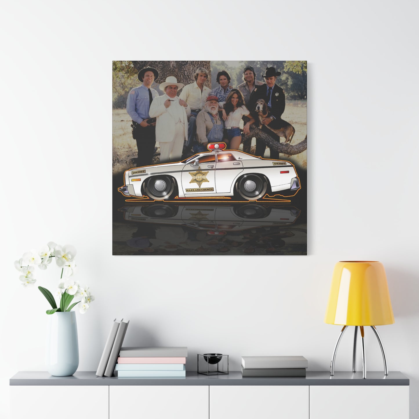DUKES OF HAZZARD SHERIFF POLICE CAR Collectible Fireball Art Canvas Print