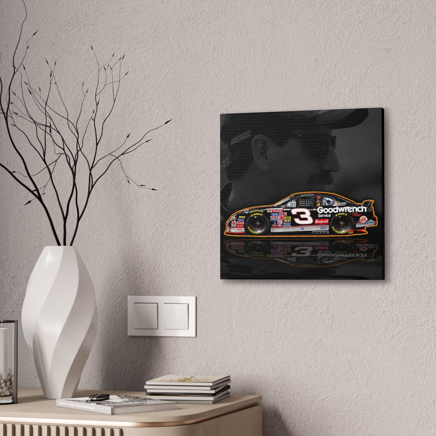 DALE EARNHARDT NASCAR Chevrolet 3 Collectible Fireball Art Canvas Stretched Print