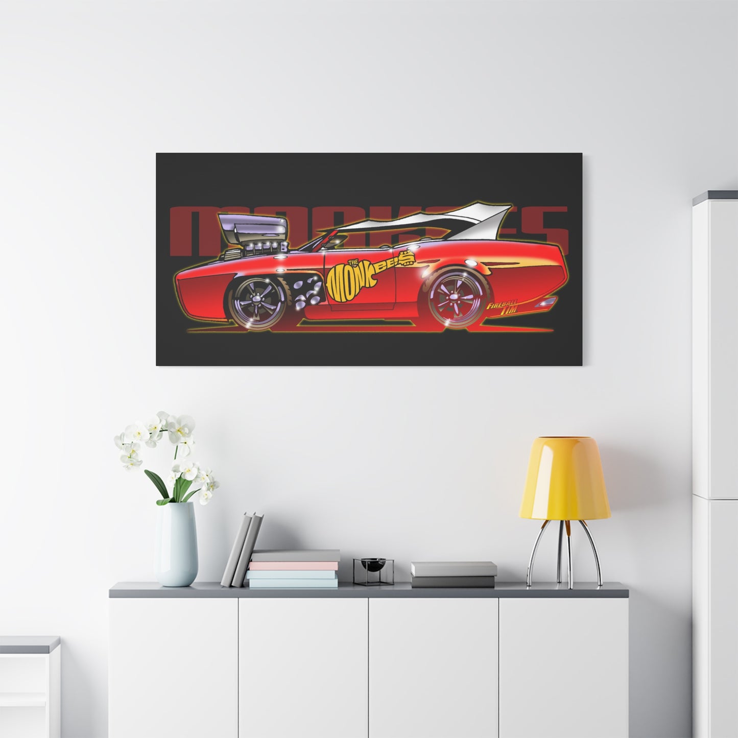 THE MONKEES Monkeemobile Fireball Canvas Art Wall Print - 11x14
