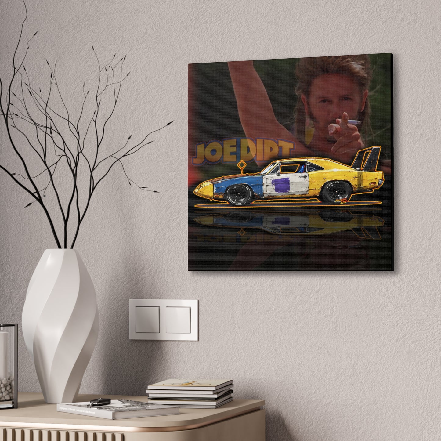 CHEVY NOVA WAGON 1965 Collectible Fireball Art Canvas Stretched Print