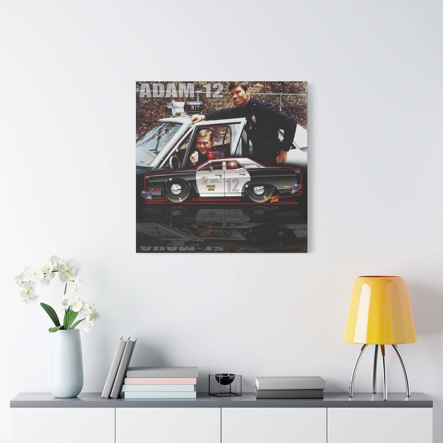 ADAM 12 PLYMOUTH Police Car Fireball Art Canvas Print
