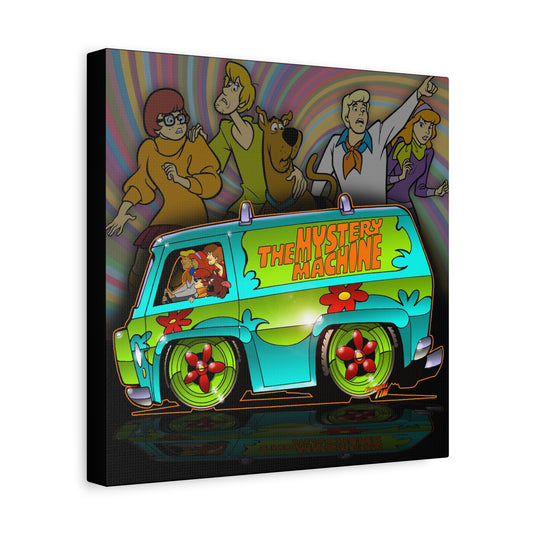 SCOOBY DOO MYSTERY MACHINE VAN Fireball Art Canvas Wall Print - 12x12