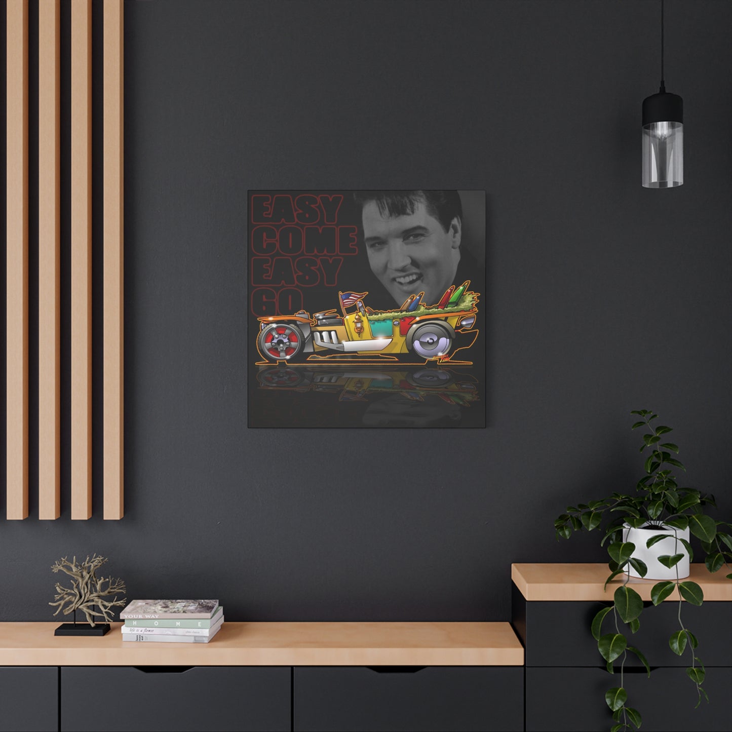 MONGREL T HOT ROD Elvis Easy Come Easy Go Fireball Canvas Art Wall Print