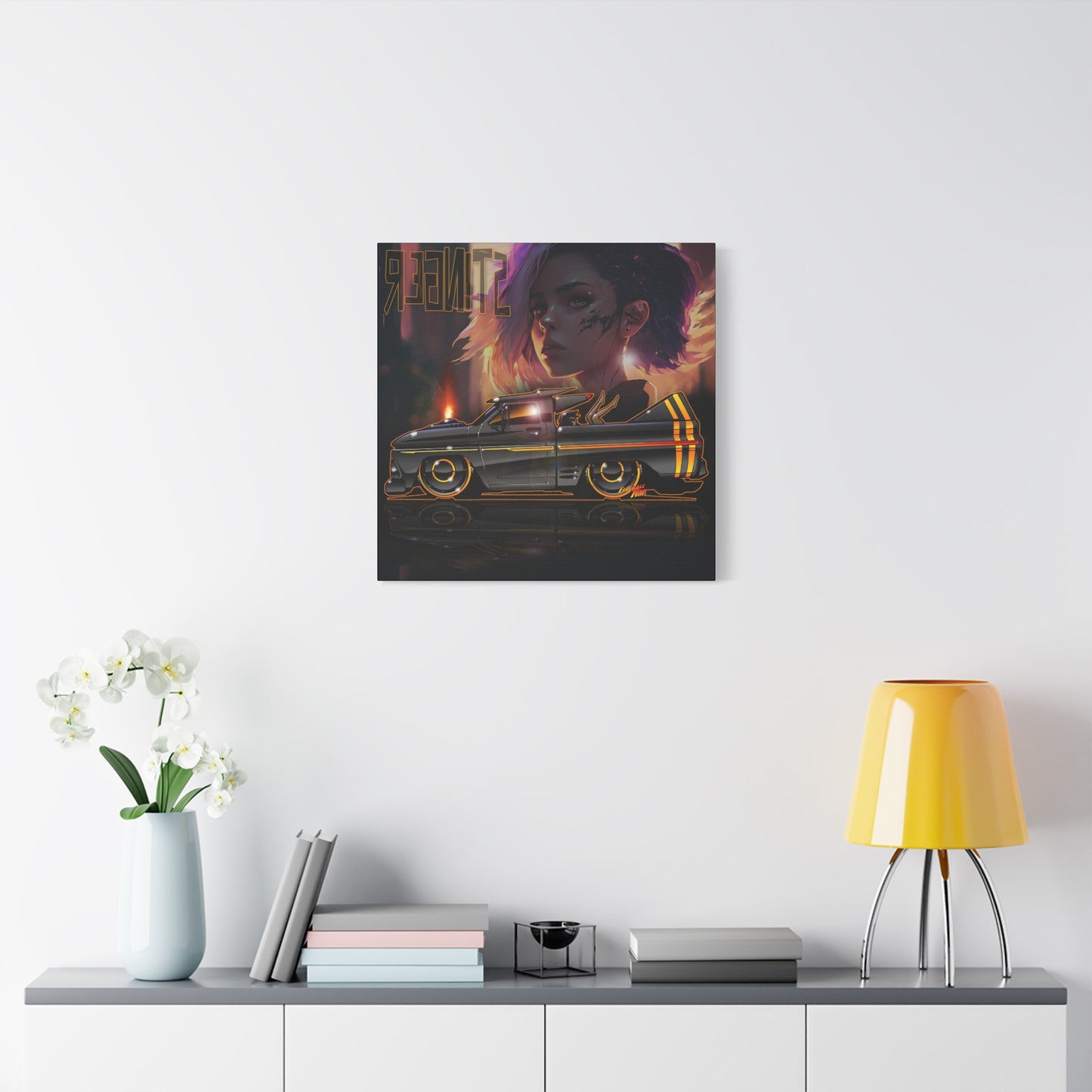 CHEVROLET C10 1960 Stinger Pickup Truck Fireball Art Canvas Print