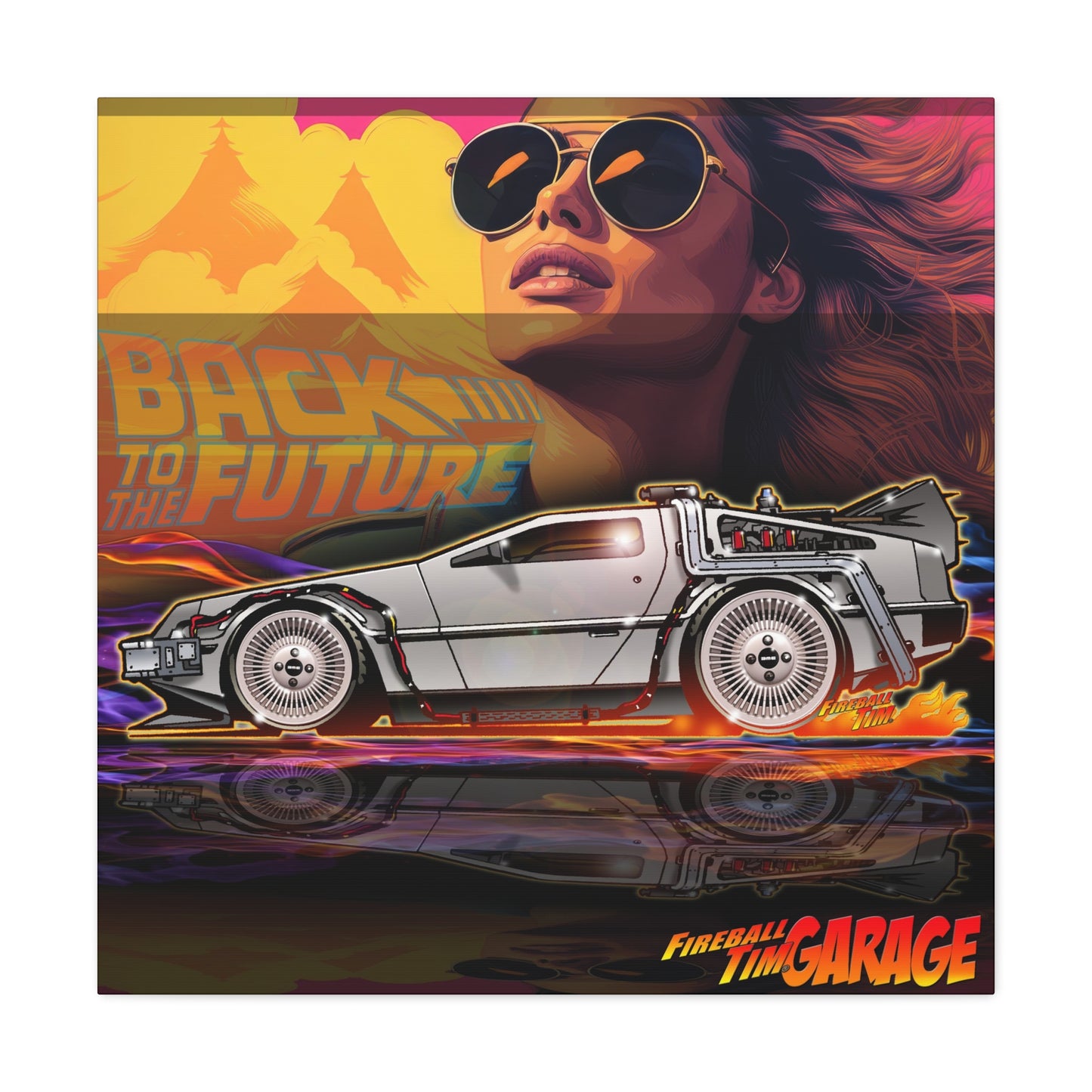 BACK TO THE FUTURE Delorean Time Machine Concept Art Canvas MASTERPRINT 3 Sizes