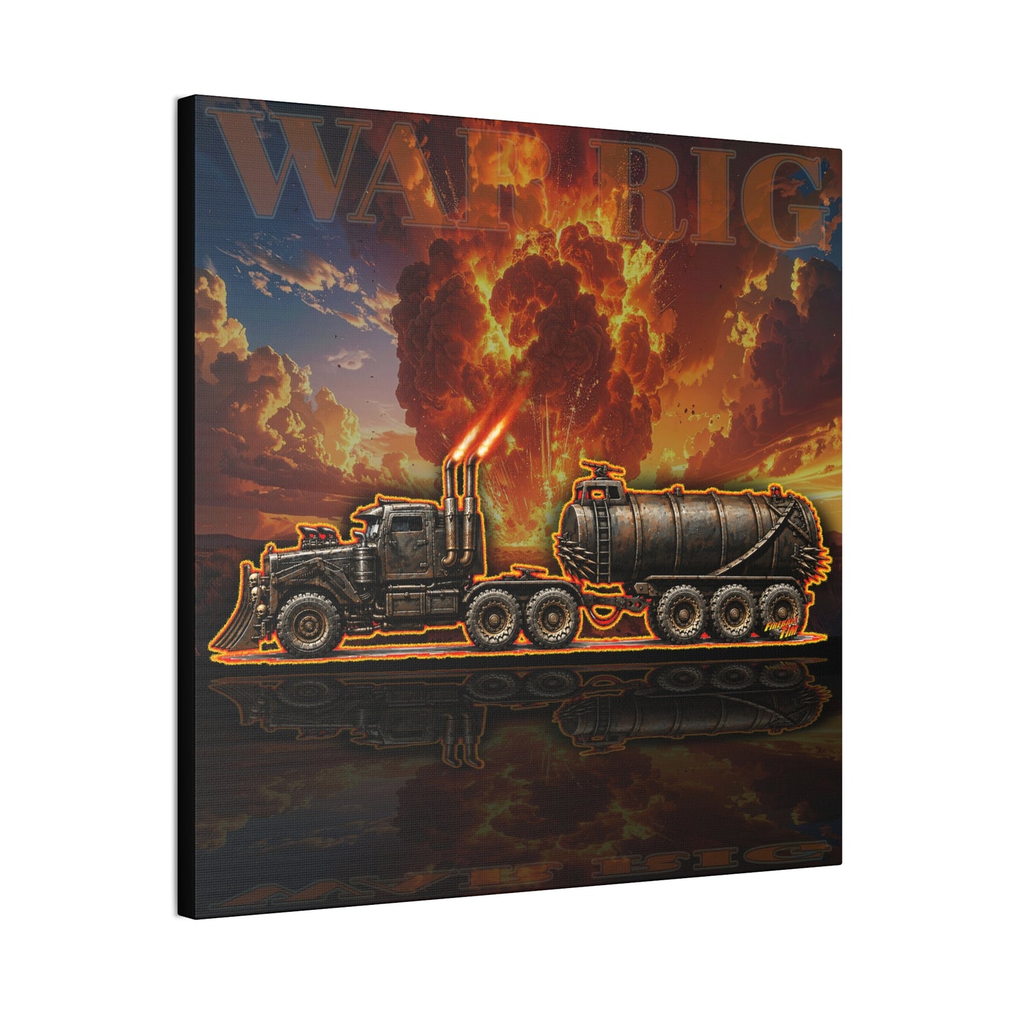 MAD MAX War Rig Collectible Fireball Art Canvas Stretched Print