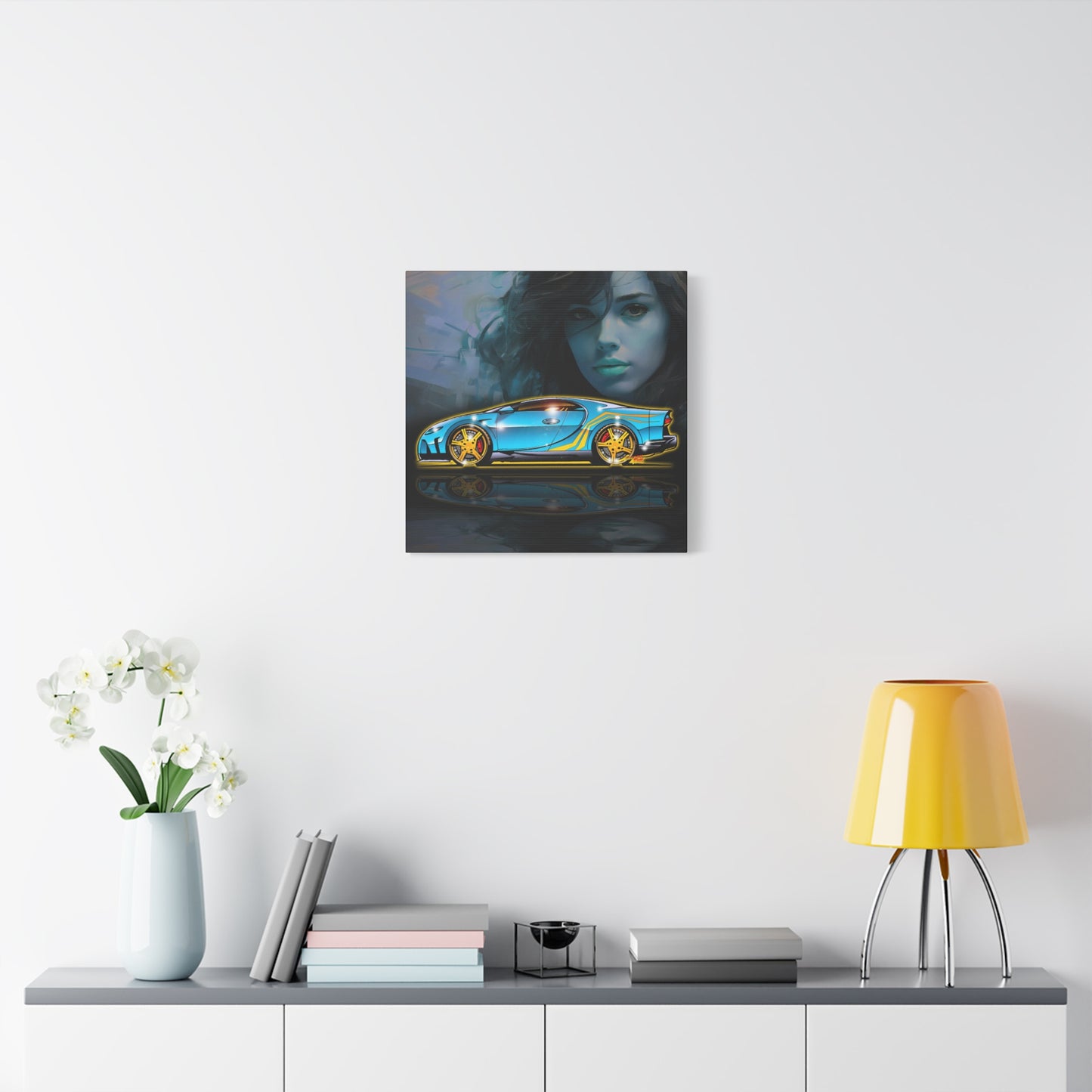 BUGATTI CHIRON Hypercar Fireball Art Canvas Wall Print