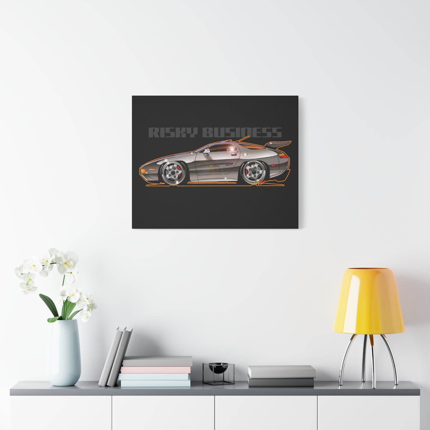 RISKY BUSINESS Porsche 928 Fireball Art Canvas Print - Sizes