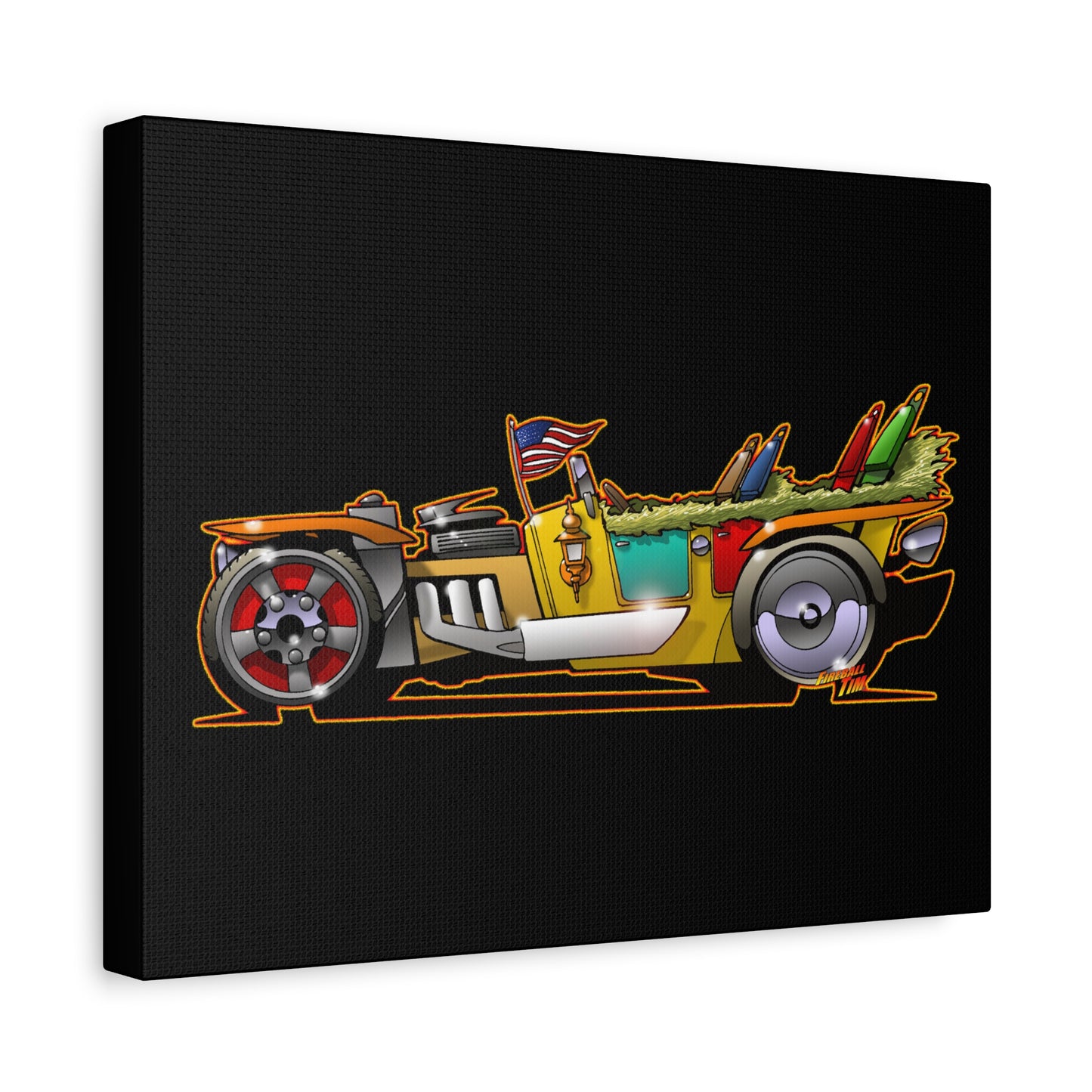 MONGREL T HOT ROD Elvis Easy Come Easy Go Fireball Canvas Art Wall Print