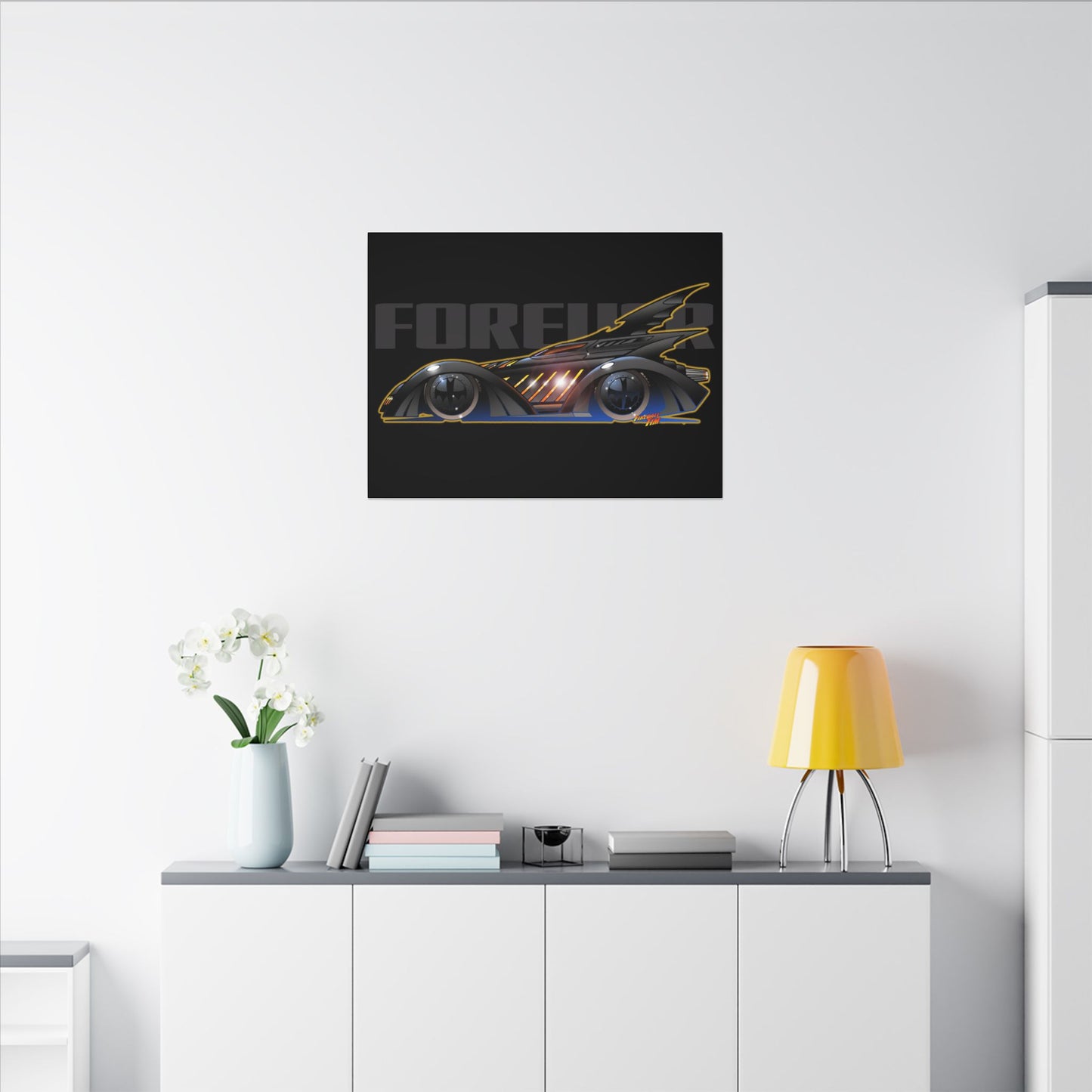 BATMAN FOREVER BATMOBILE Fireball Art Canvas Print