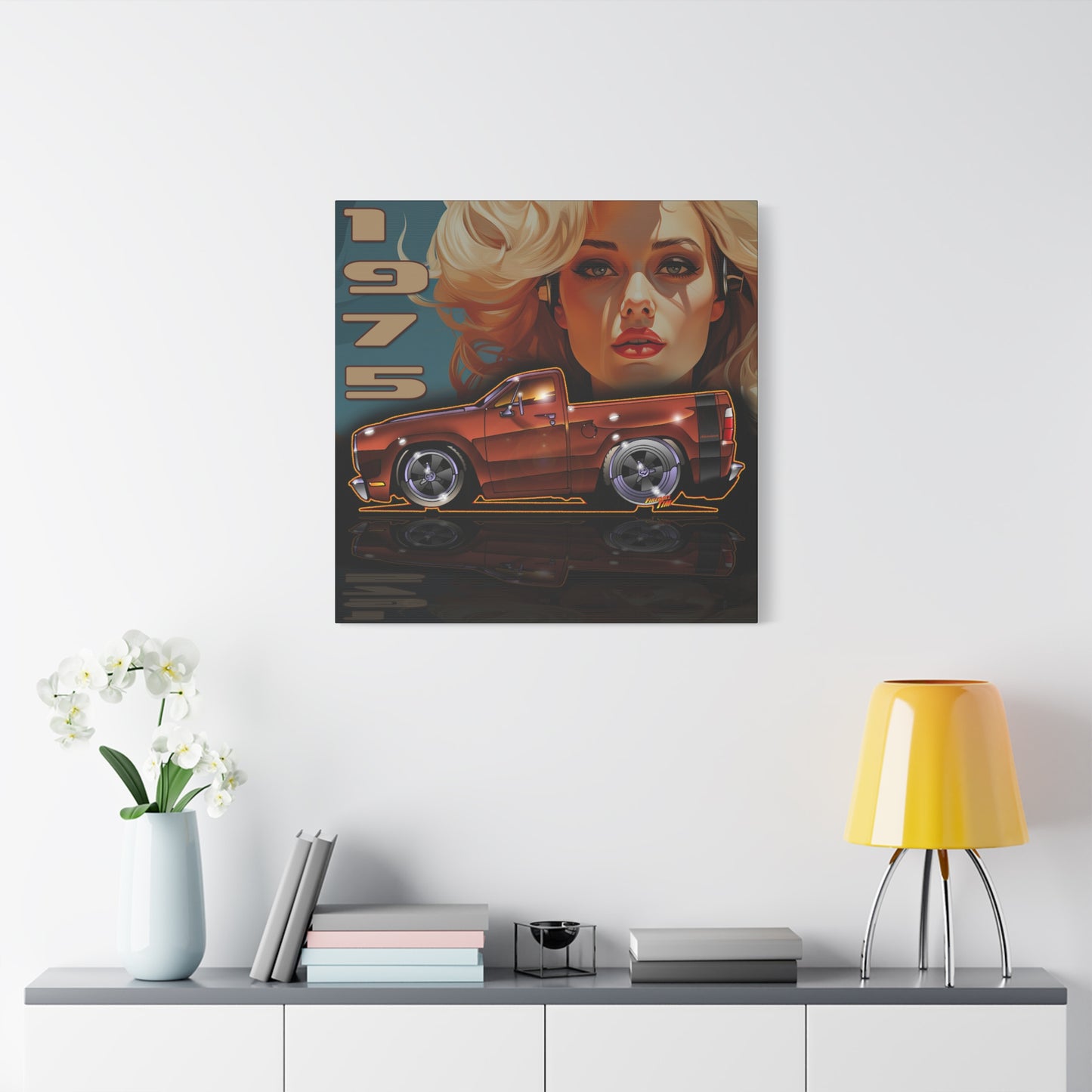 DODGE ADVENTURER SRT Pickup Truck 1975 Fireball Art Canvas Print