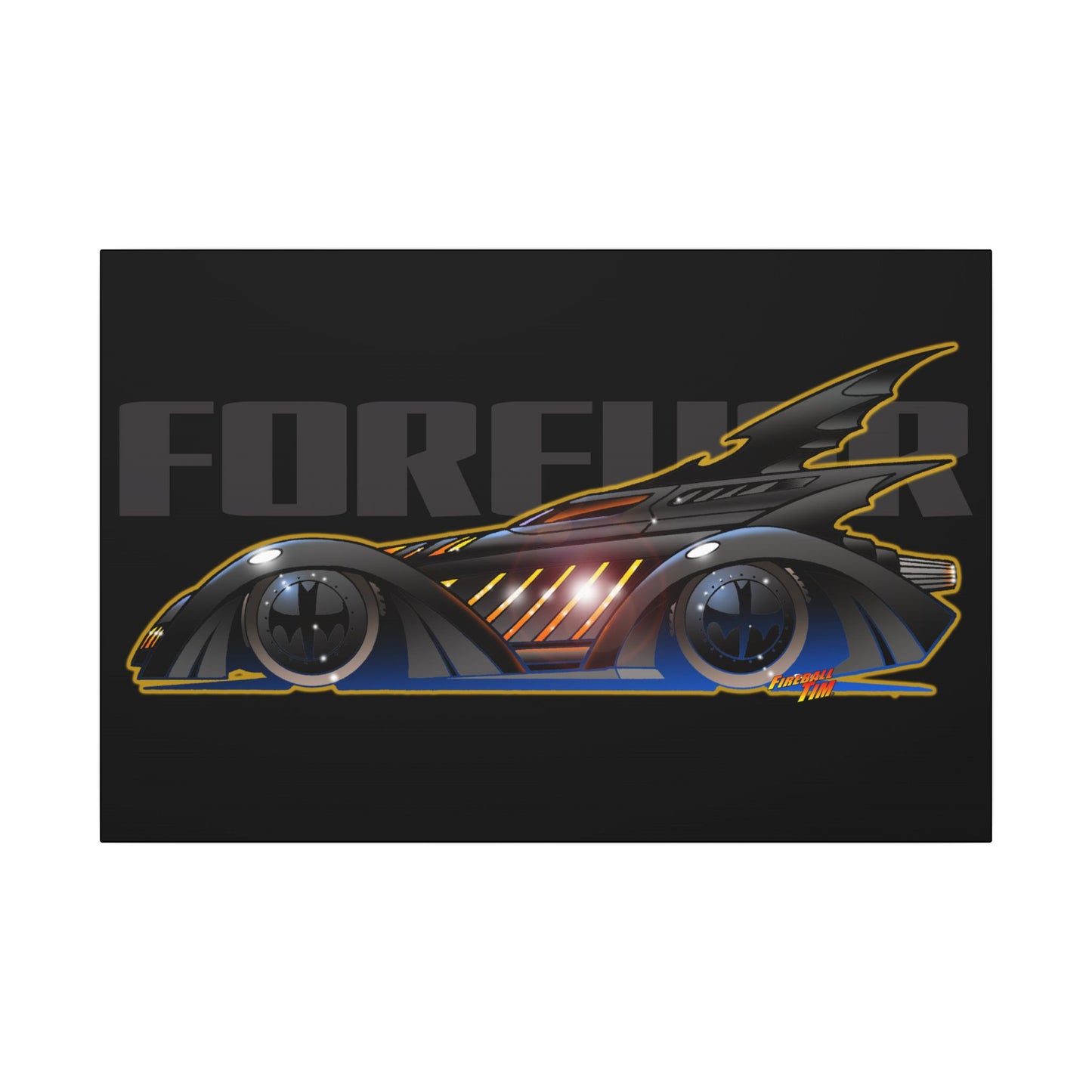 BATMAN FOREVER BATMOBILE Fireball Art Canvas Print