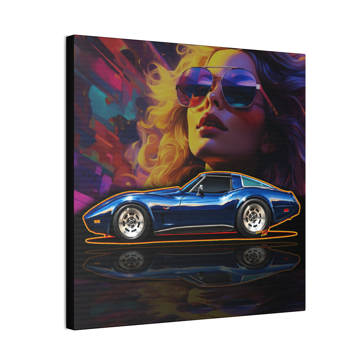 CHEVROLET CORVETTE 1978 Collectible Fireball Art Collectible Canvas Stretched Print