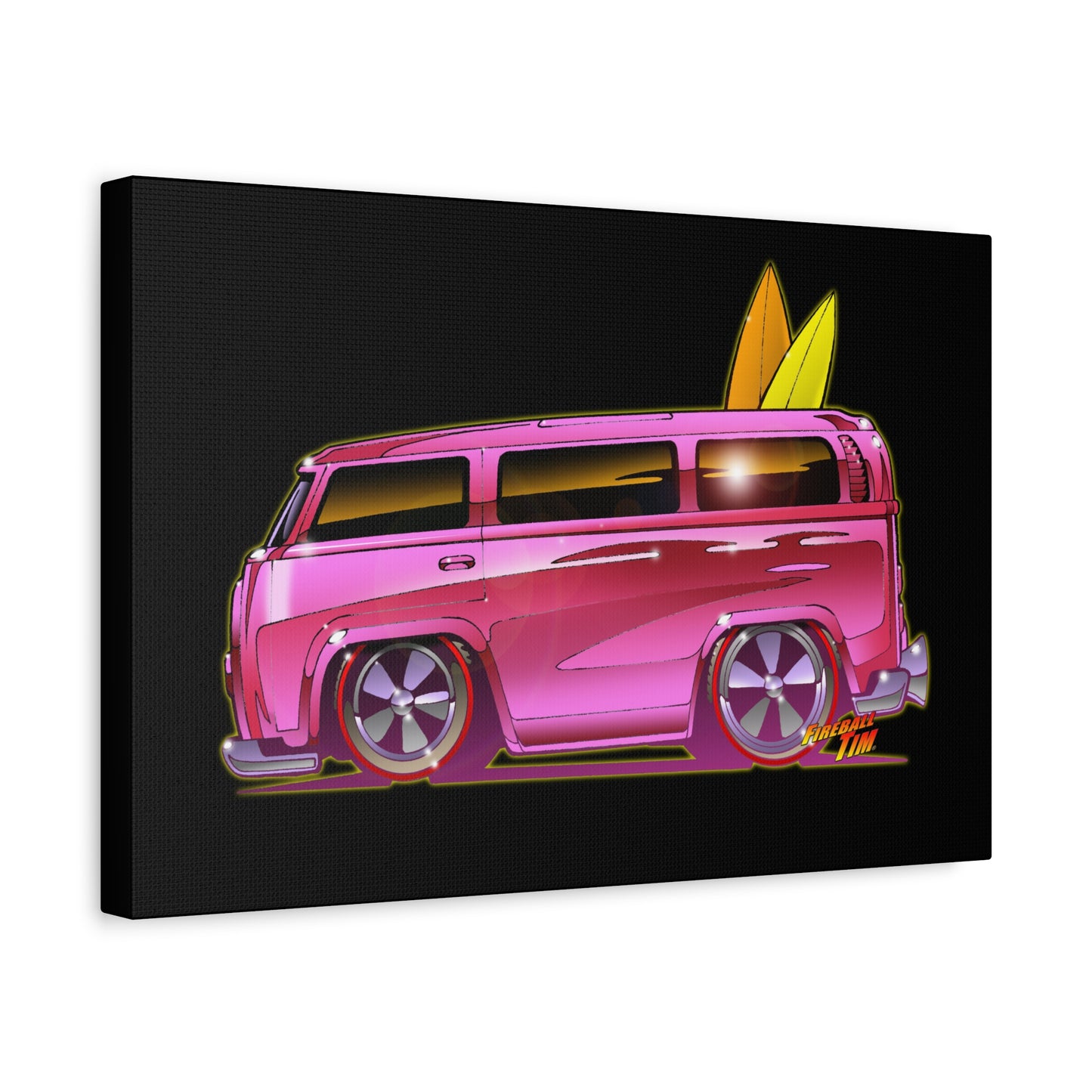 HOT WHEELS PINK BEACH BOMB BUS Fireball Art Canvas Print
