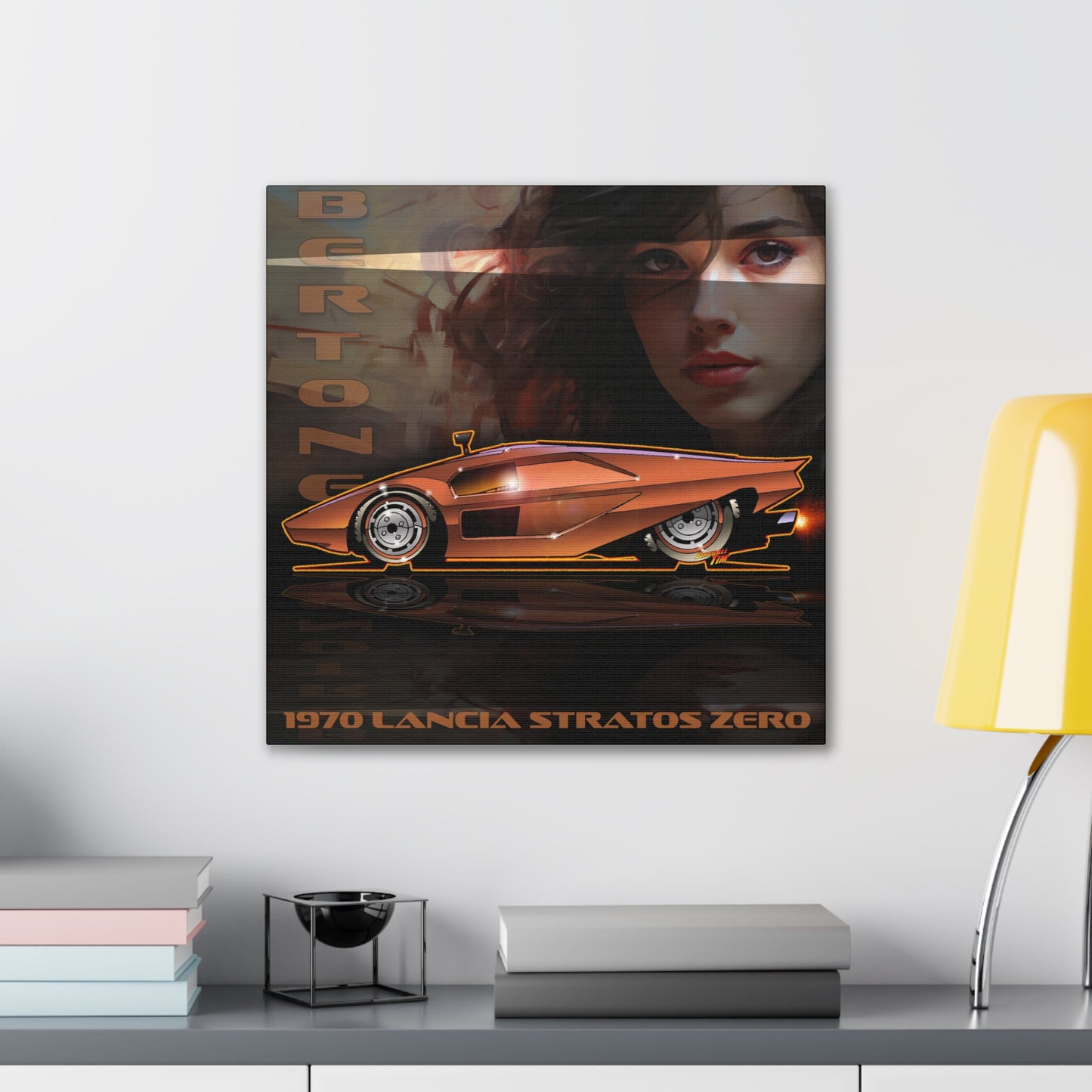 BERTONE 1970 Lancia Stratos Zero Canvas Art Wall Print - 2 Sizes