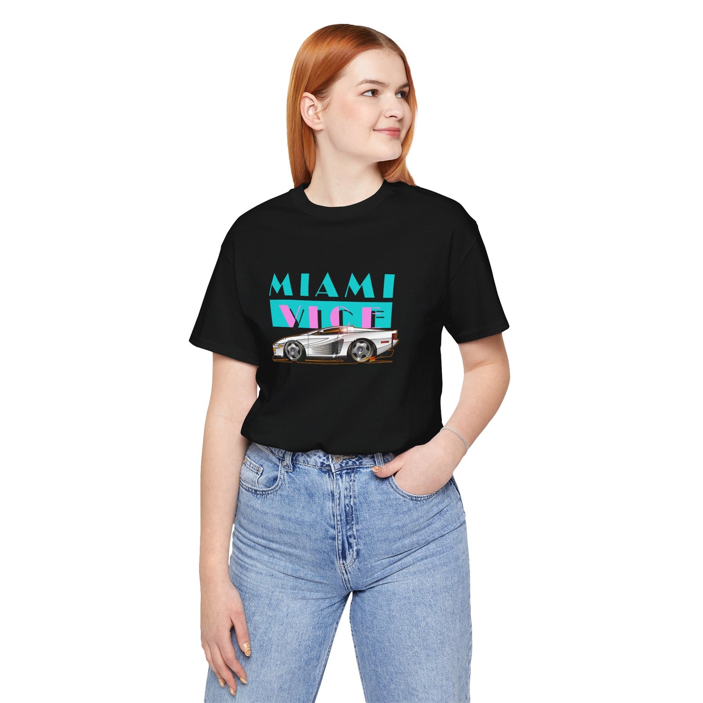 MIAMI VICE FERRARI TESTAROSSA TV Show Short Sleeve Tee 12 Colors