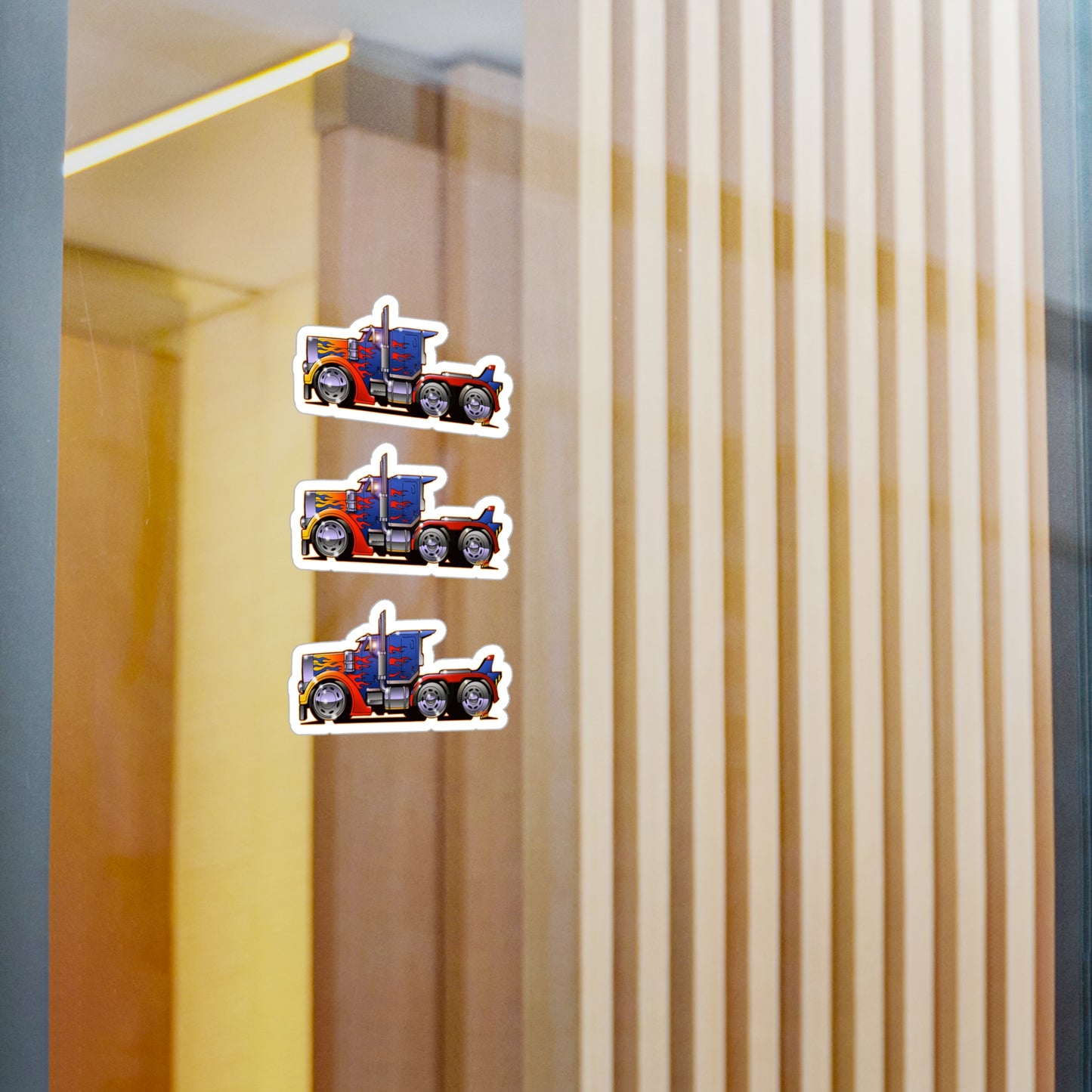 TRANSFORMERS OPTIMUS PRIME Semi Truck Fireball Art Decal Stickers - 4 Sizes