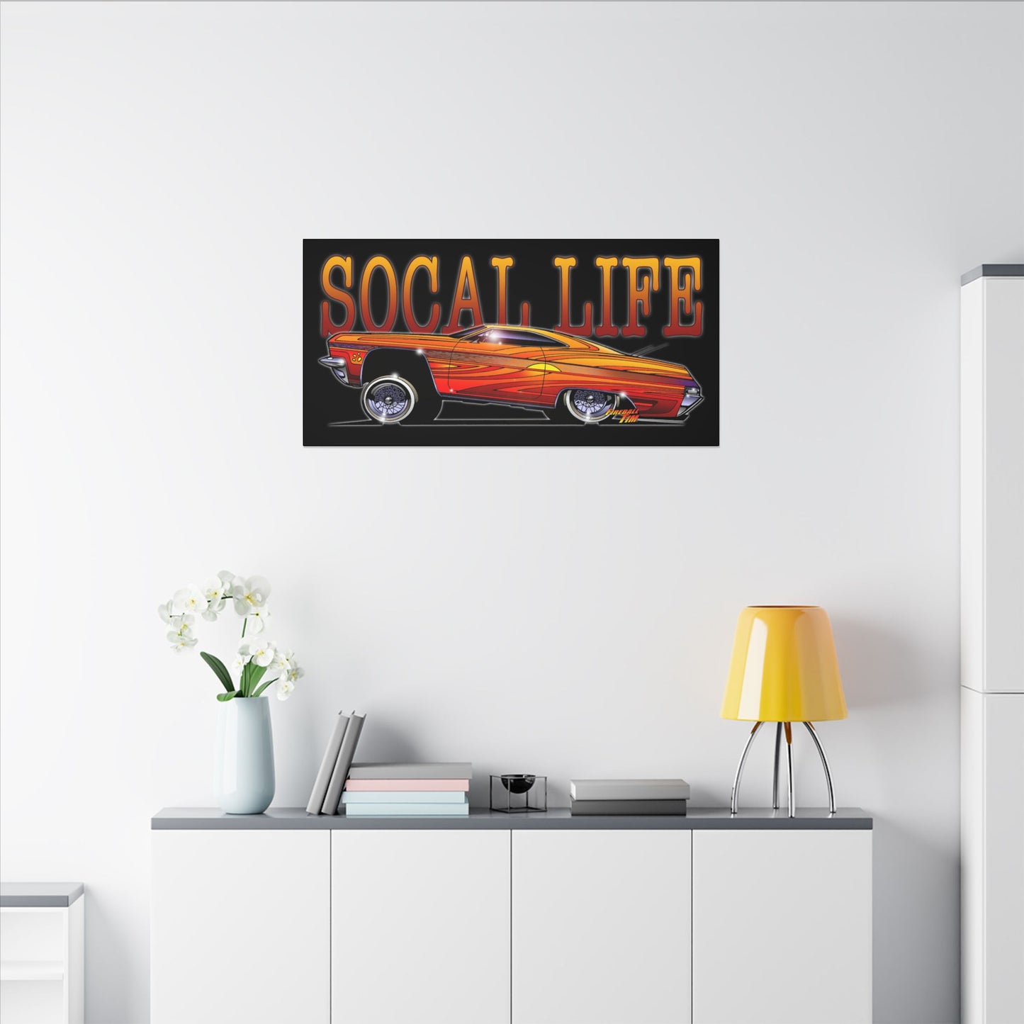 CHEVY IMPALA LOWRIDER Fireball Art Canvas Print