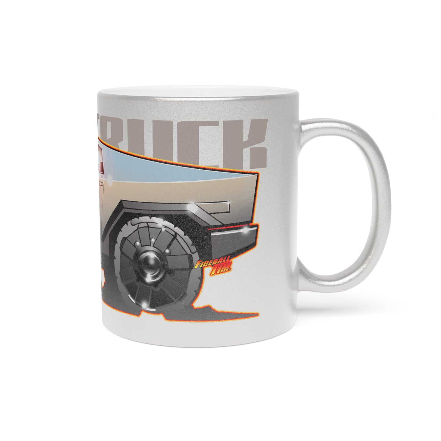 TESLA CYBERTRUCK Metallic Silver Collectible Coffee Art Mug - 11oz