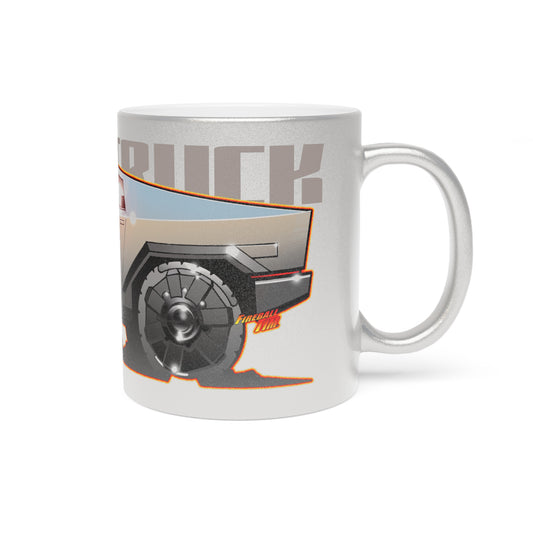 TESLA CYBERTRUCK Metallic Silver Collectible Coffee Art Mug - 11oz