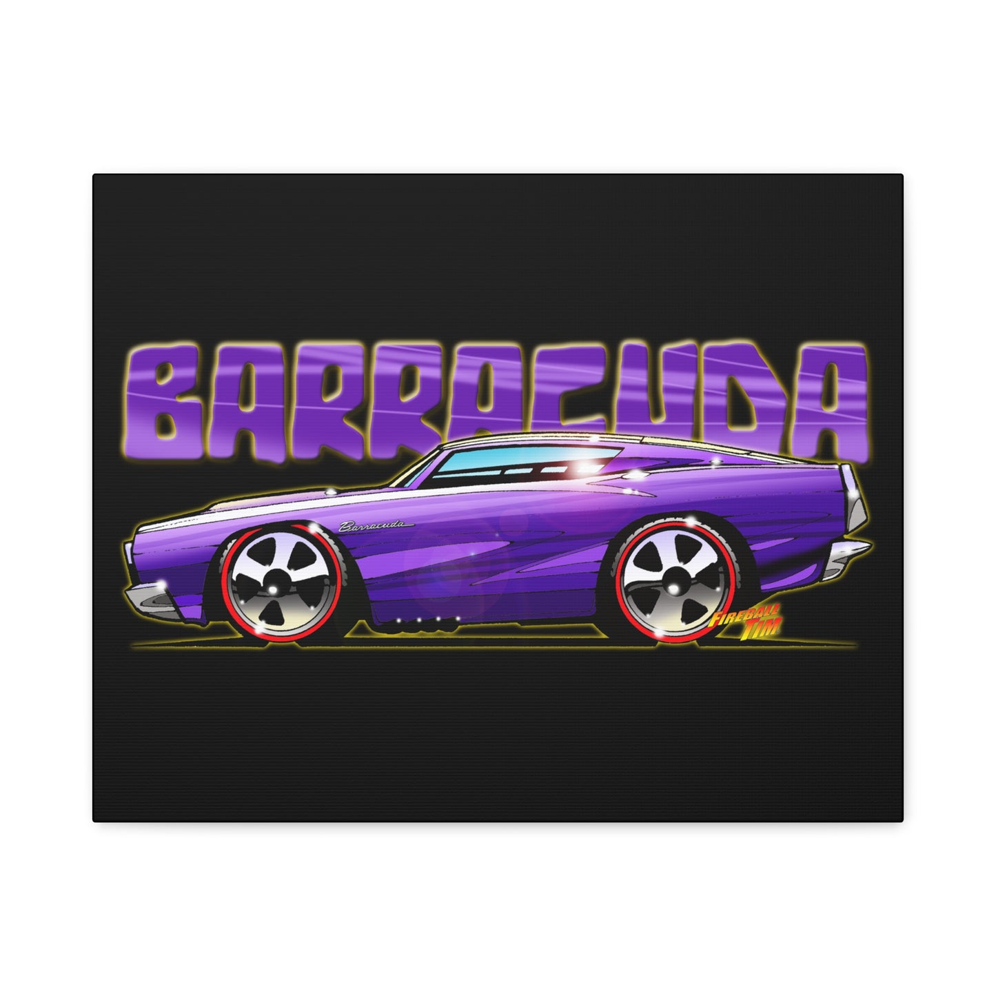 PLYMOUTH BARRACUDA Fireball Art Canvas Wall Print