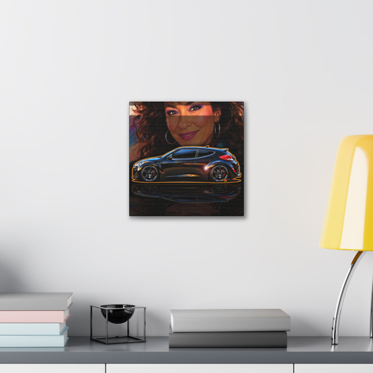 HYUNDAI VELOSTER 2012 Black Betty Collectible Fireball Art Canvas Stretched Print