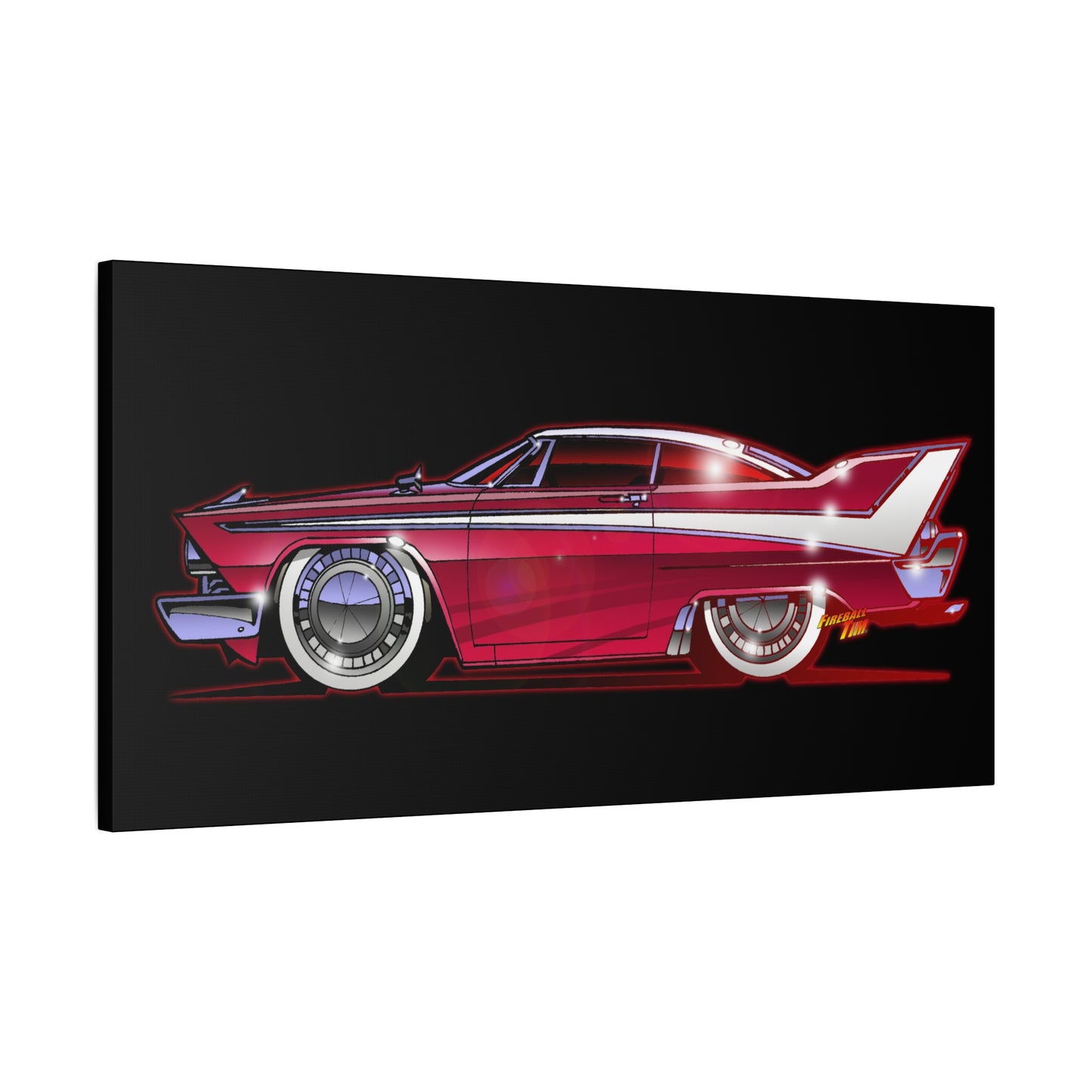 CHRISTINE 1958 Plymouth Fury Movie Car Fireball Art Canvas Print