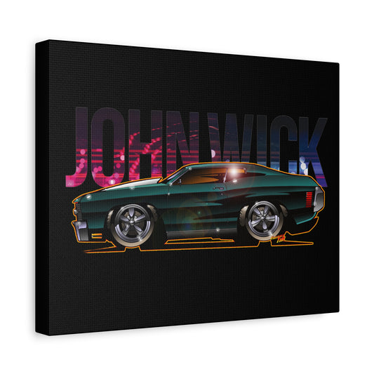 JOHN WICK 1970 CHEVY CHEVELLE Keanu Reeves Canvas Art Wall Print - 11x14