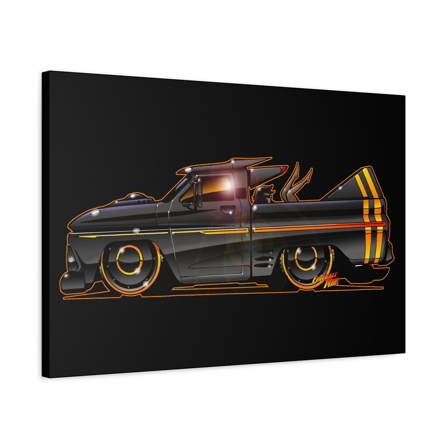 CHEVROLET C10 1960 Stinger Pickup Truck Fireball Art Canvas Print