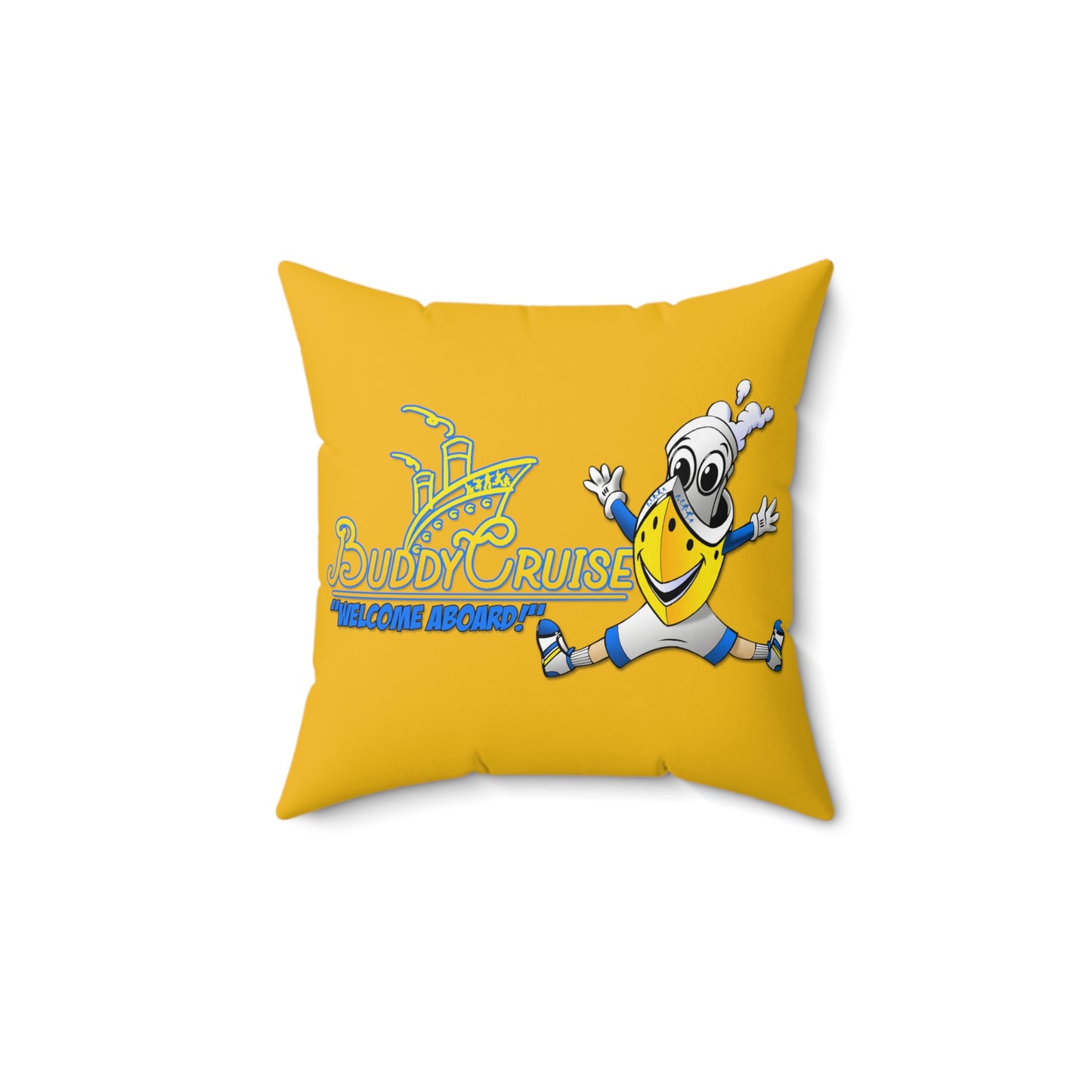 Official BUDDY CRUISE Spun Polyester Square Pillow in Buddy Yellow