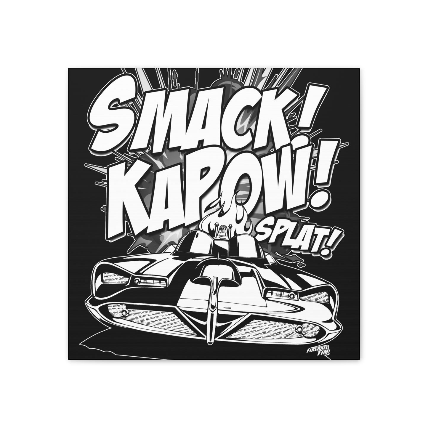 BATMOBILE 1966 BATMAN KAPOW Canvas Art Print - 2 Sizes