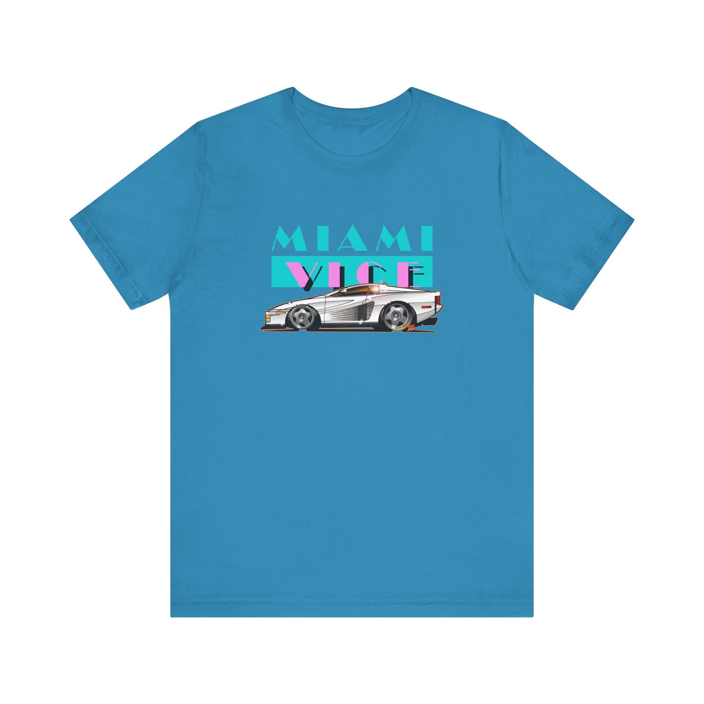 MIAMI VICE FERRARI TESTAROSSA TV Show Short Sleeve Tee 12 Colors