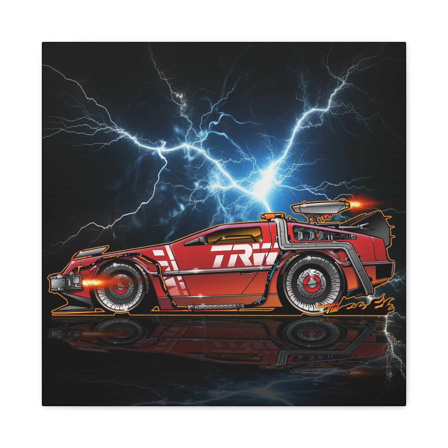 BACK TO THE FUTURE DELOREAN Red Steel Time Machine Canvas Art Wall Print 3 Sizes