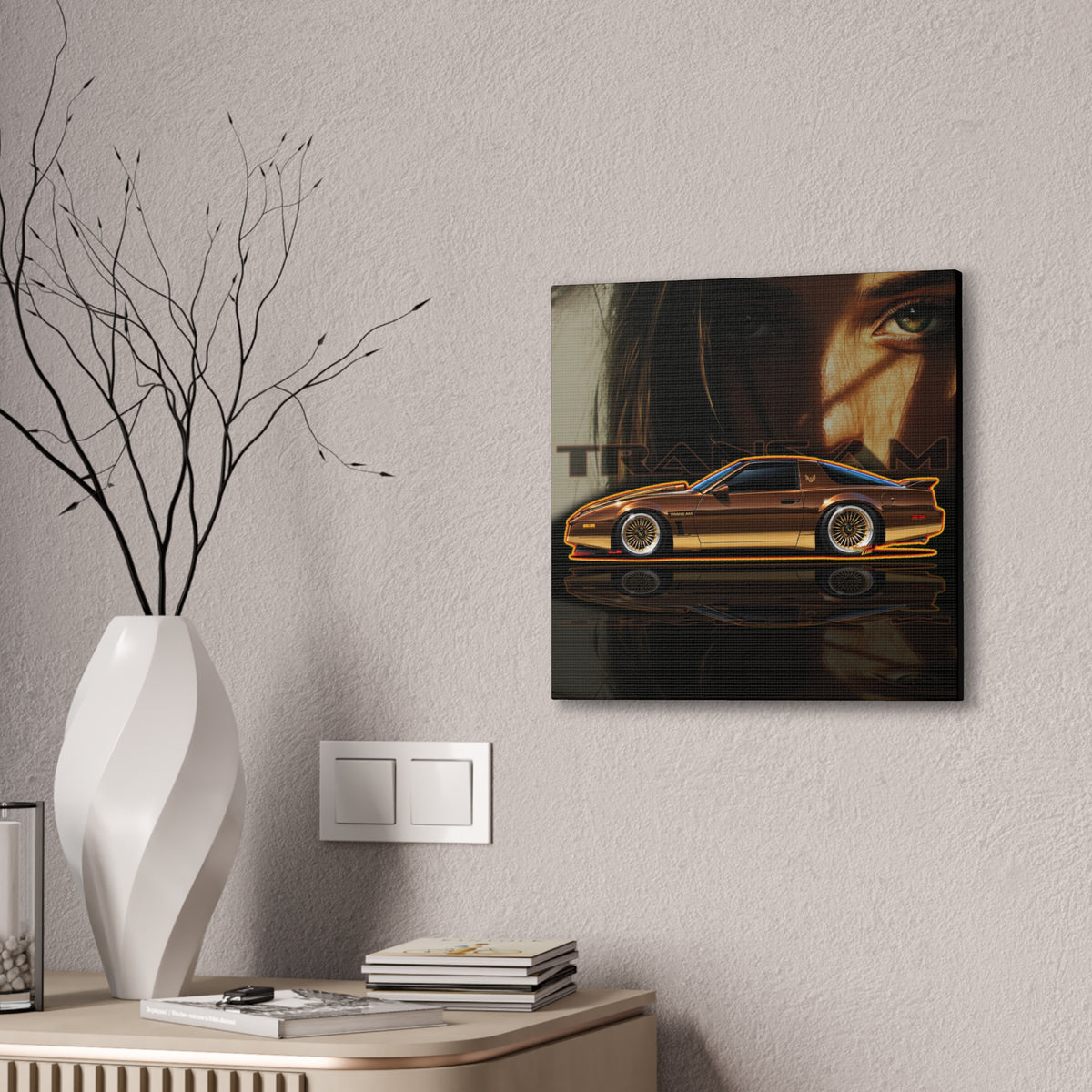 PONTIAC TRANS AM 1984 Collectible Fireball Art Canvas Stretched Print