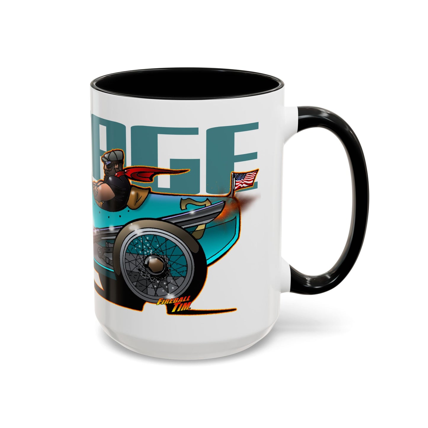 CUSTOM VINTAGE RACE CAR Fireball Art Coffee Mug - 2 Sizes